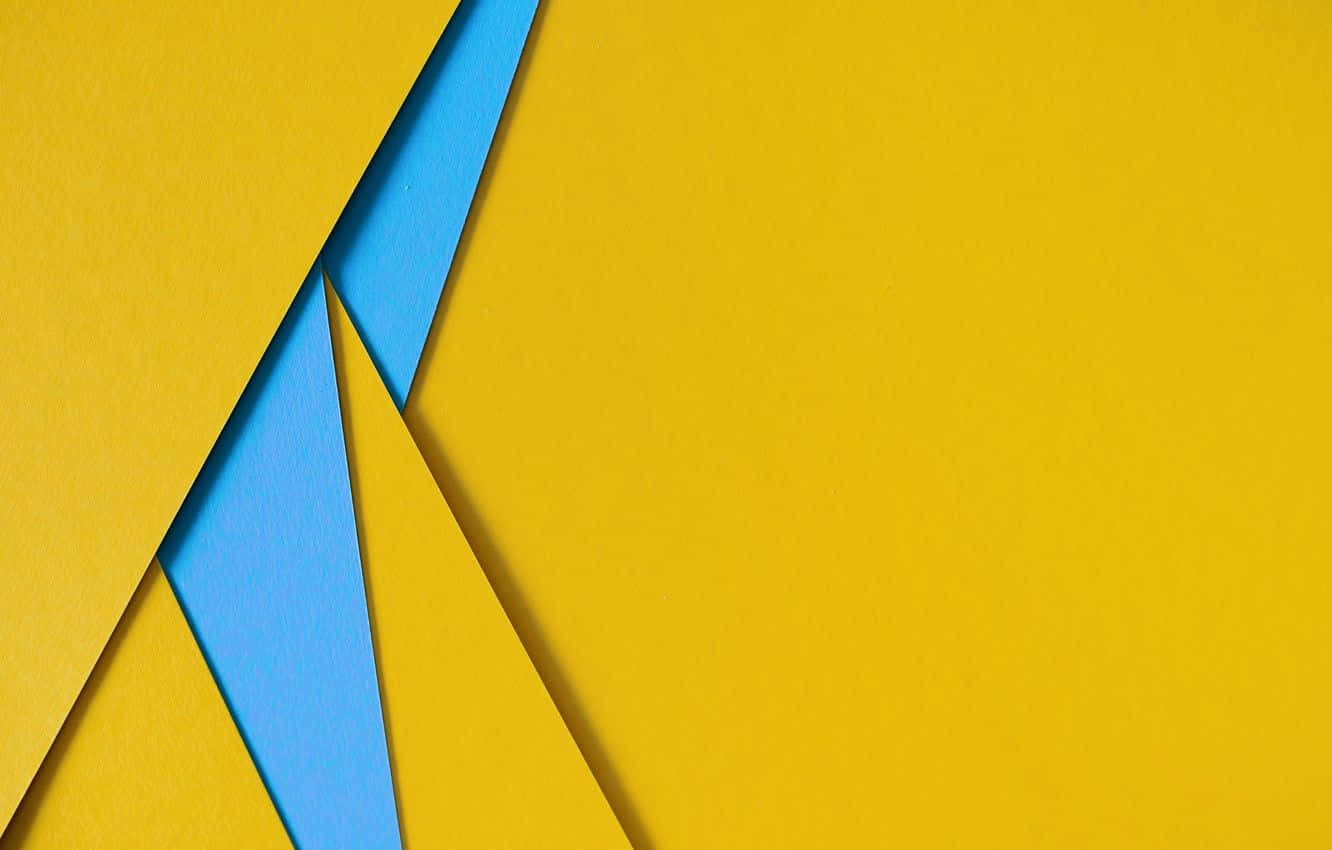 Yellow Geometric, vibrant yellow, blue geometric paper shapes, HD Desktop Wallpaper