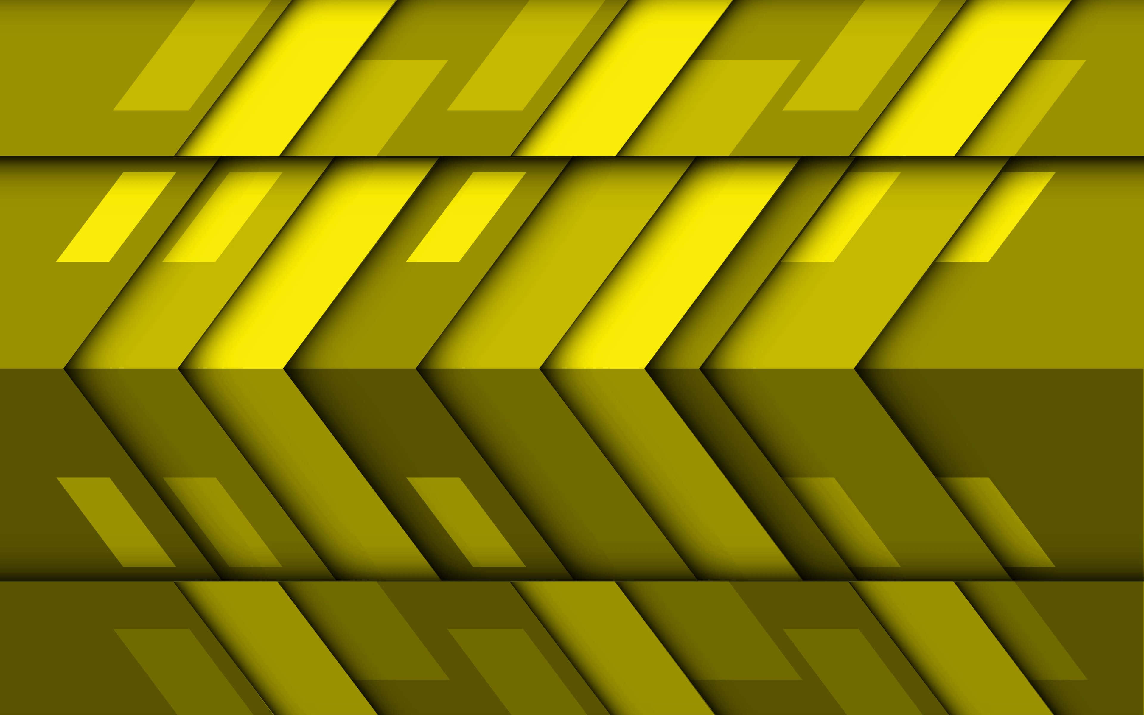 yellow geometric, chevron pattern, layered yellow tones, 4K Desktop Wallpaper