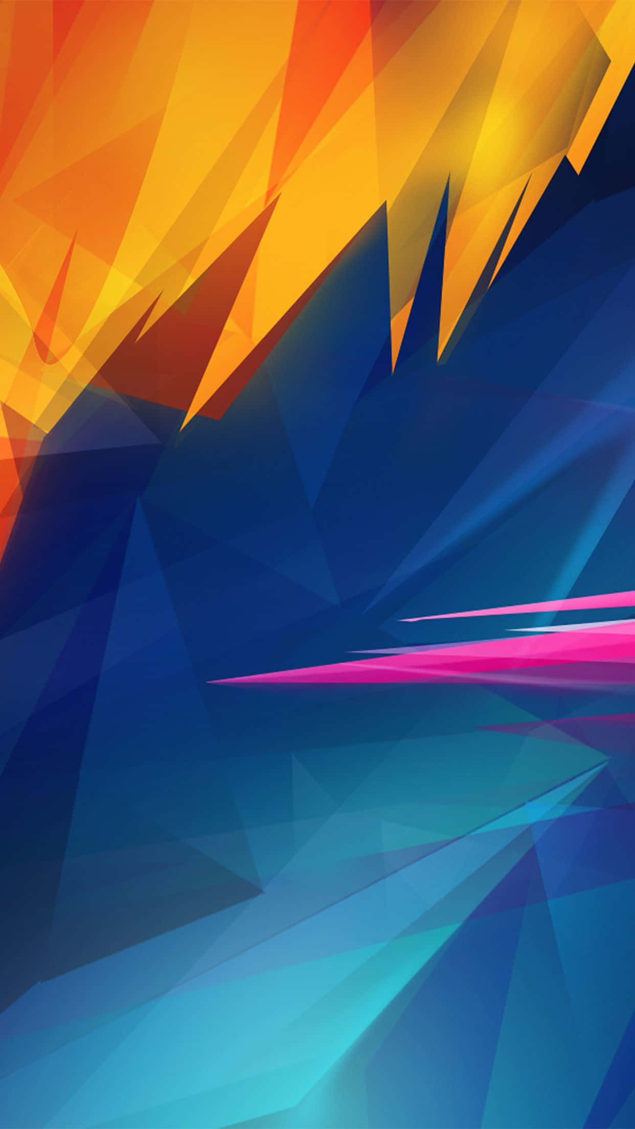 Vibrant Yellow Geometric Pattern, fiery orange, deep blue, Full HD Phone Wallpaper