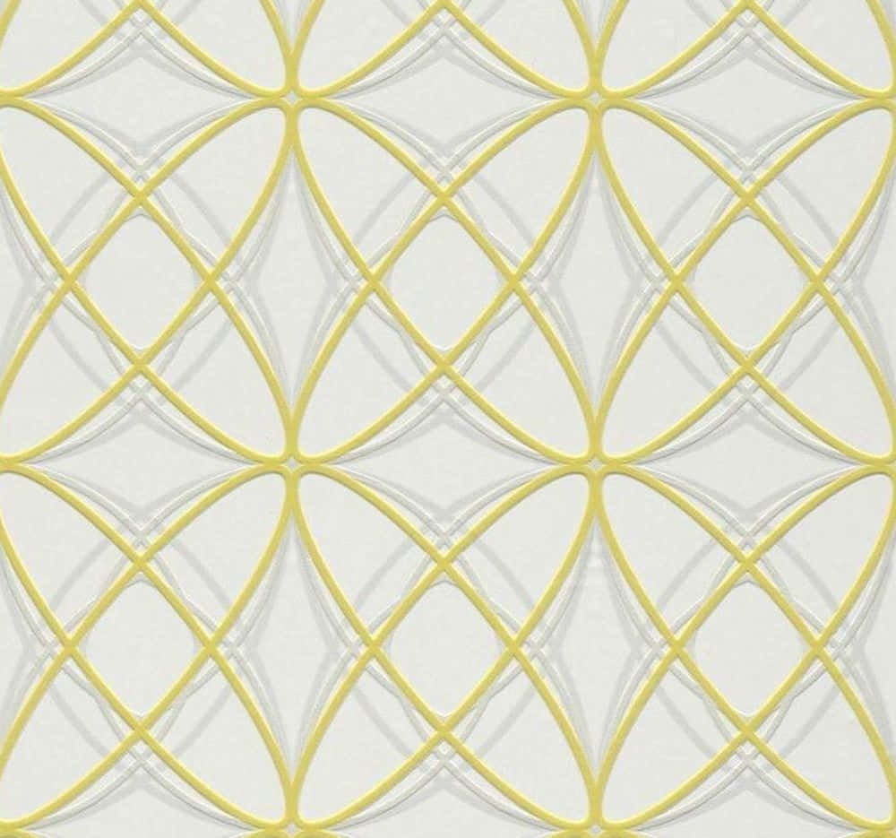 Yellow Geometric, interlocking yellow and gray curved lines, light gray background, SD Desktop Wallpaper