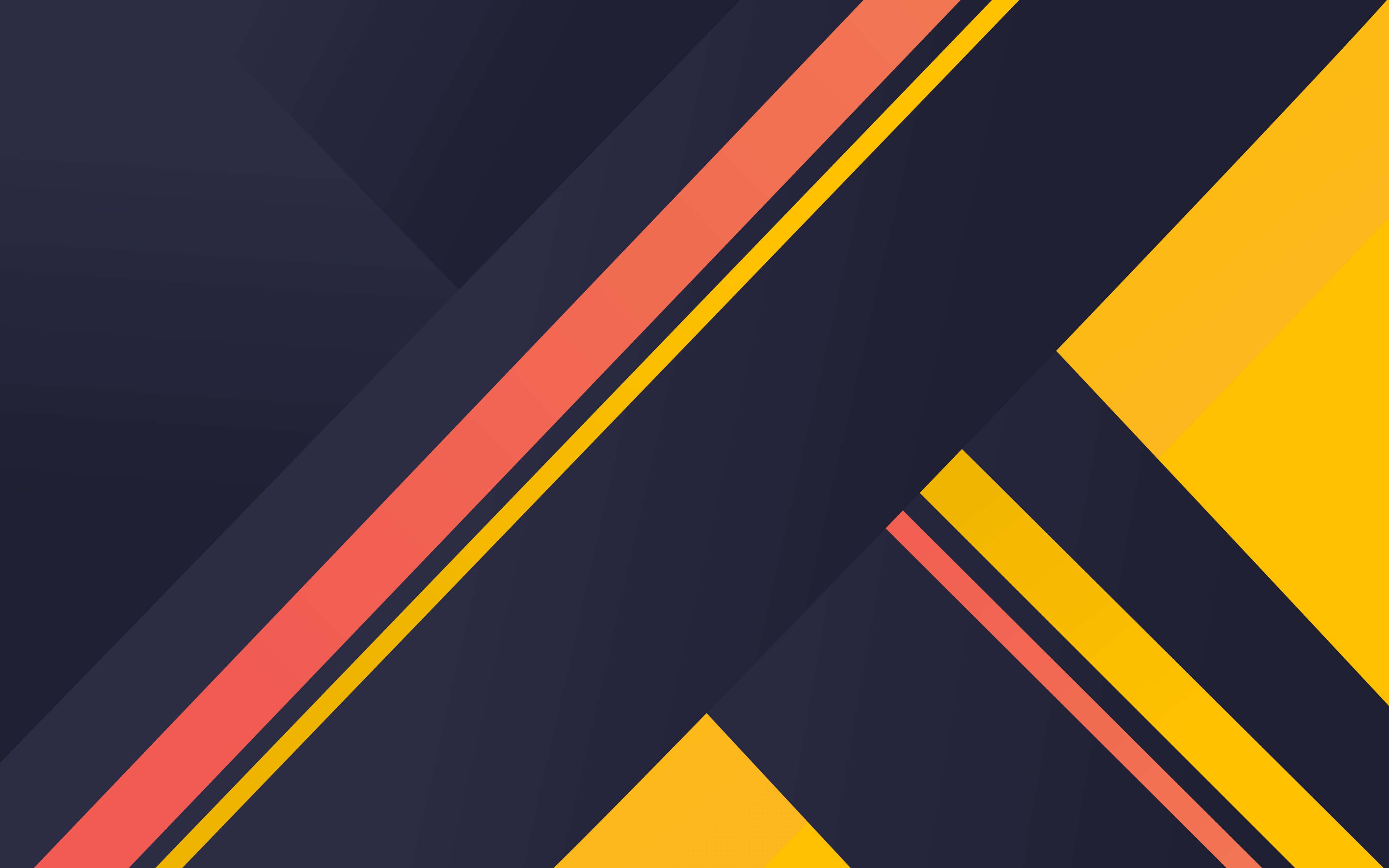 yellow geometric patterns, navy coral, gold, 4K Desktop Wallpaper
