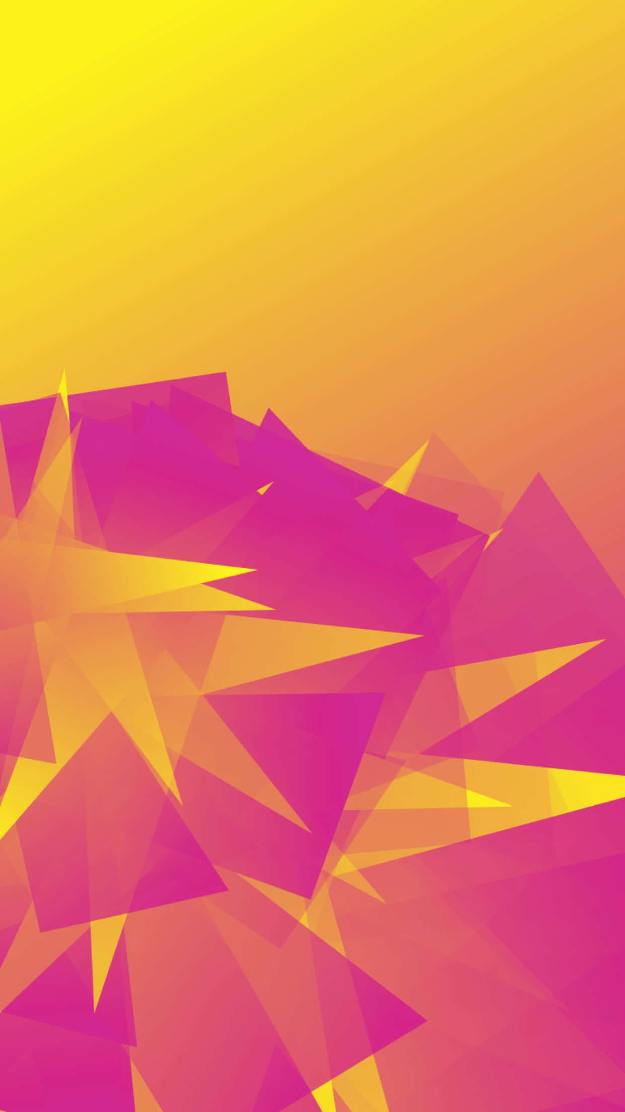 Vibrant Yellow Geometric Pattern, geometric triangles, magenta and yellow, Full HD Phone Wallpaper