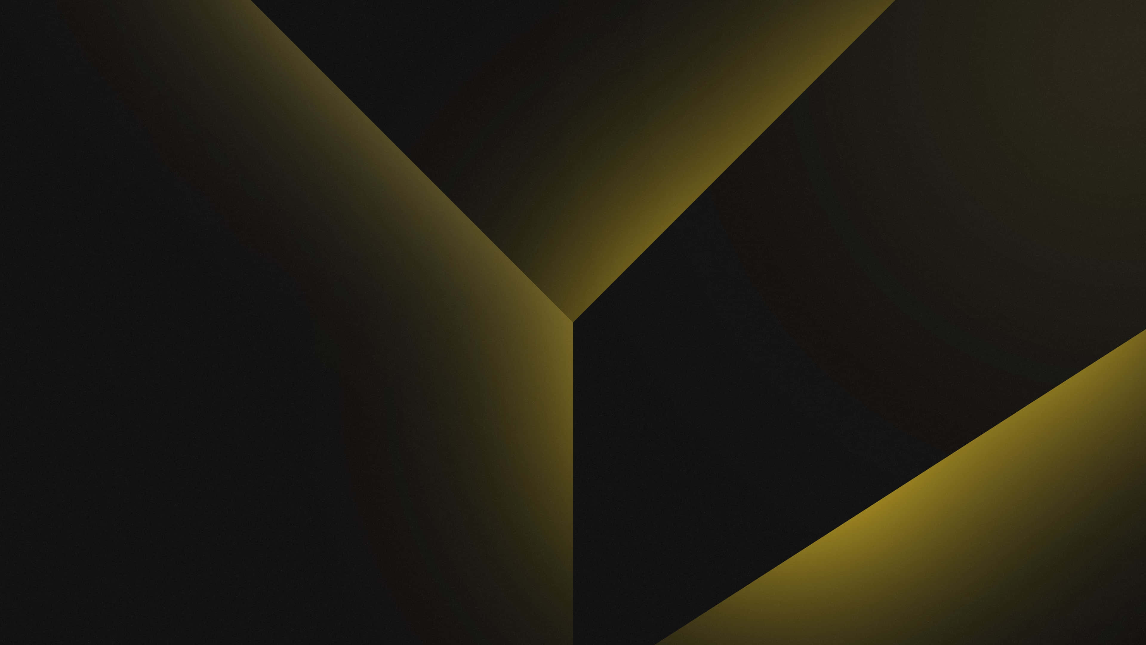 Yellow Geometric, deep black, glowing gold, 4K Desktop Wallpaper