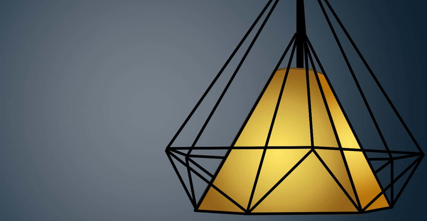 yellow triangle, geometric pendant lamp, warm glowing yellow shade, HD Desktop Wallpaper