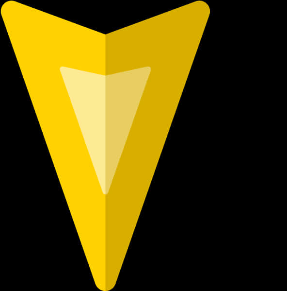Yellow Location Pin Icon, bold yellow arrowhead icon, gradient shading, SD Phone Wallpaper