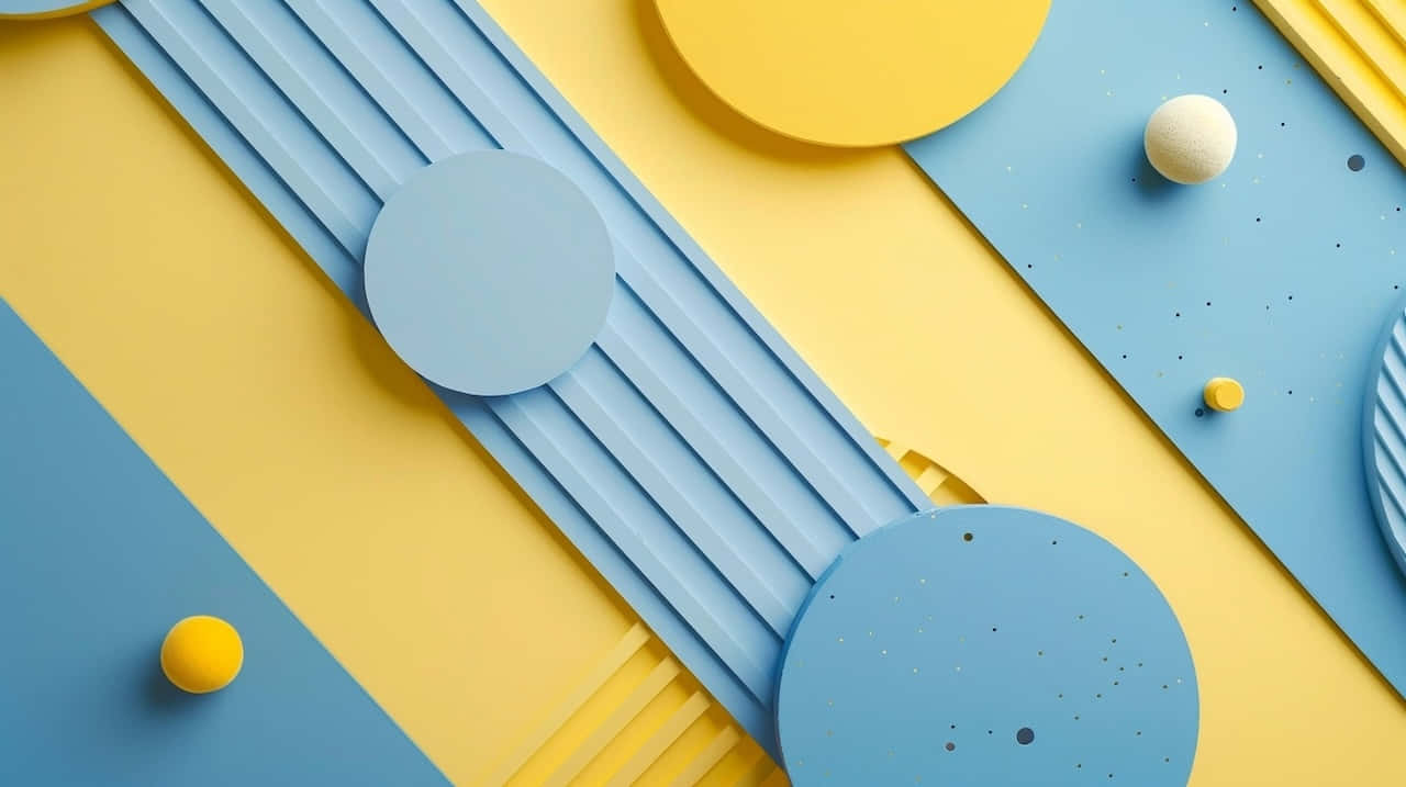 blue, yellow, geometric shapes, HD Desktop Wallpaper