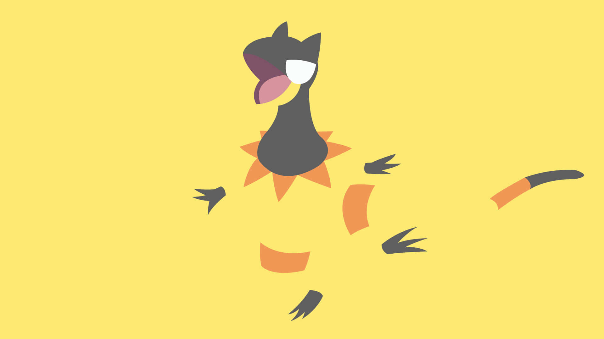 Minimalist Yellow Heliolisk, stylized cartoon bird, sunburst body, Full HD Desktop Wallpaper