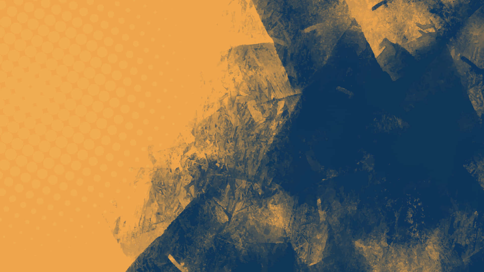 yellow grunge, orange hexagonal pattern, dark blue brushstrokes, Full HD Desktop Wallpaper