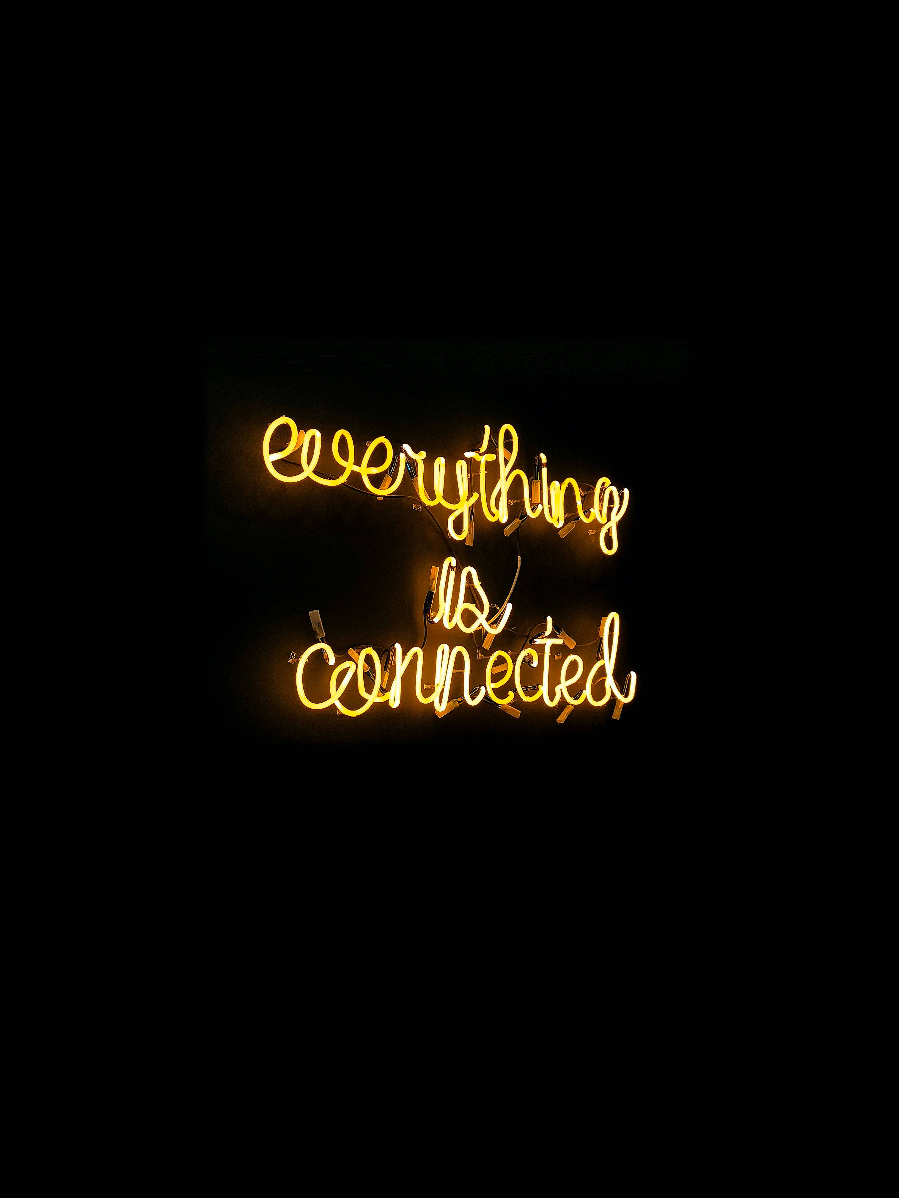 yellow neon, pitch black background, glowing yellow neon sign, 4K Phone Wallpaper