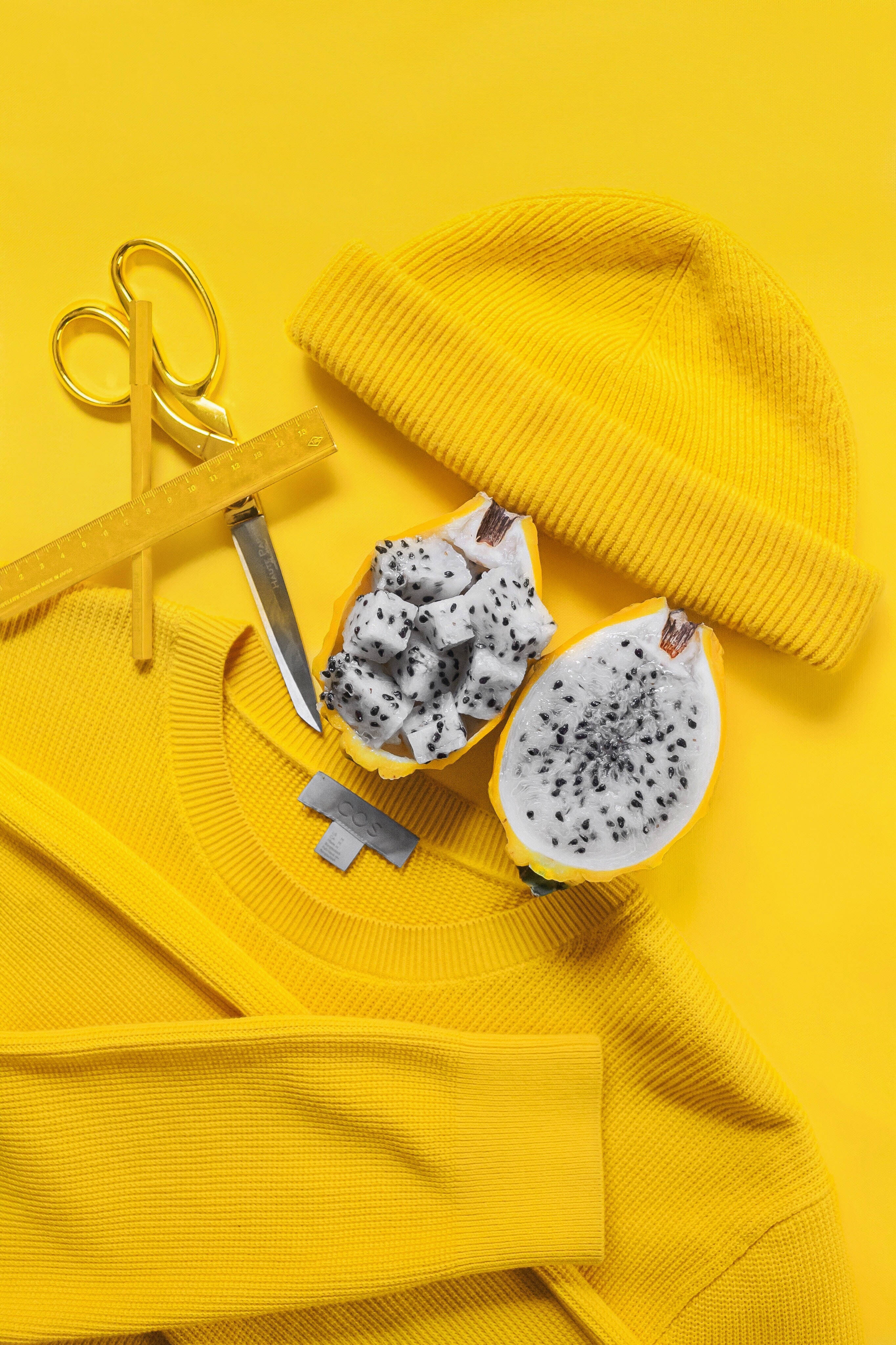 Yellow HD iPhone, vibrant yellow, sweater hat, 4K Phone Wallpaper