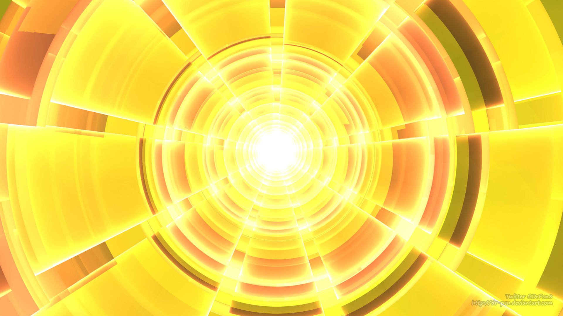 Yellow HD, glowing yellow, orange concentric rings, Full HD Desktop Wallpaper