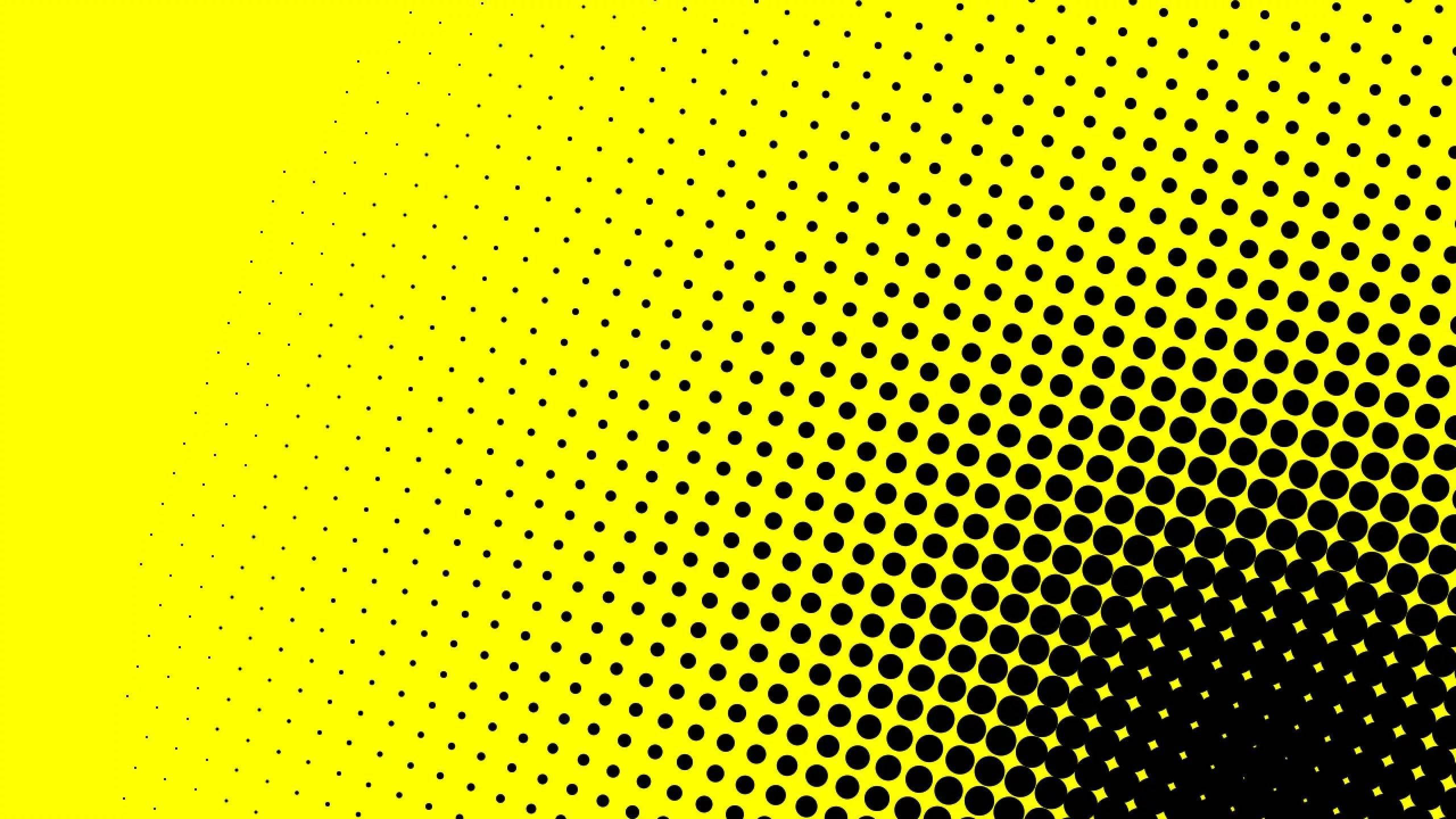 Yellow HD, halftone dots, vibrant yellow, 2K Desktop Wallpaper