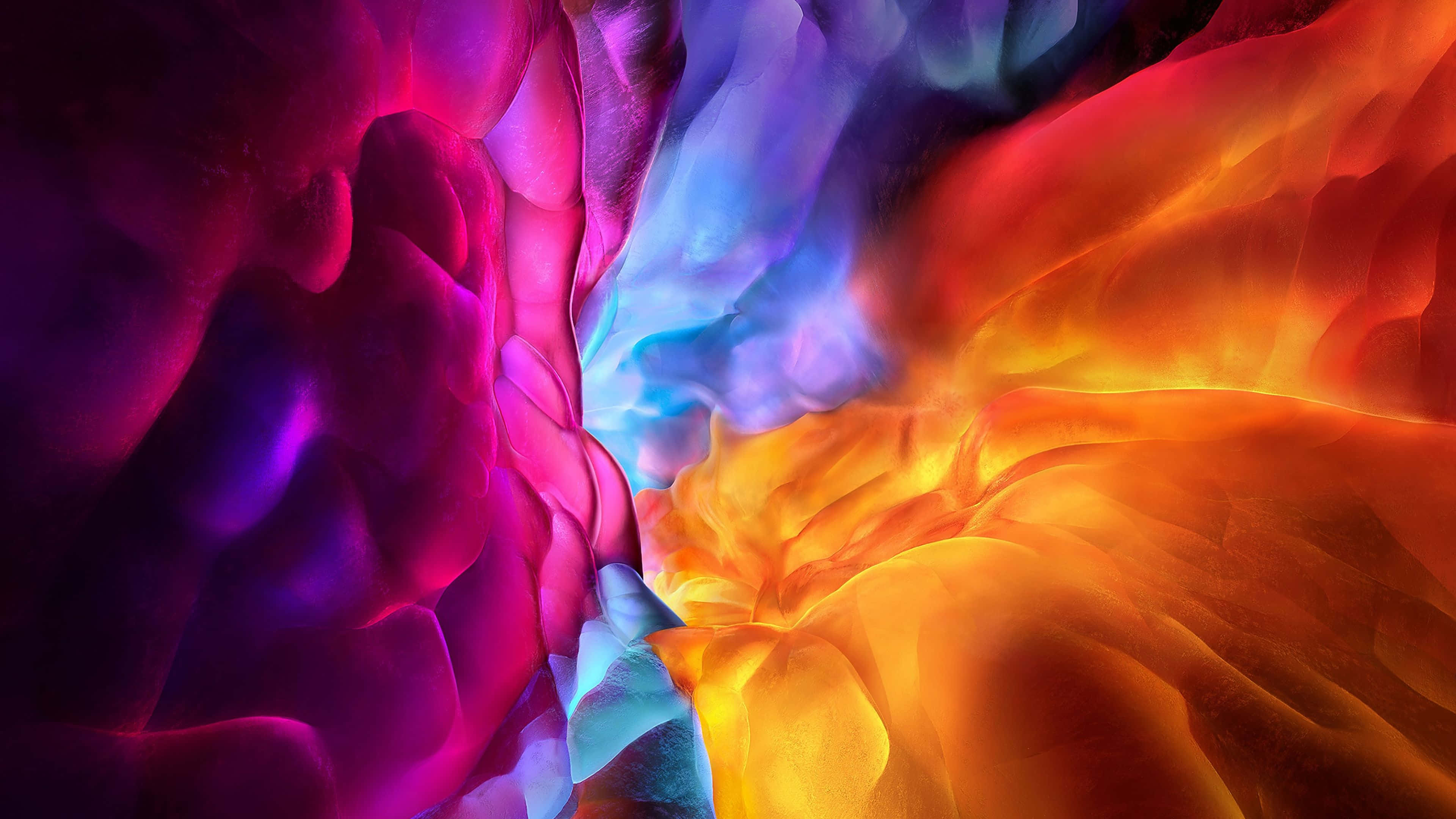 Yellow iPad, Purple, Blue Flame, 4K Desktop Wallpaper