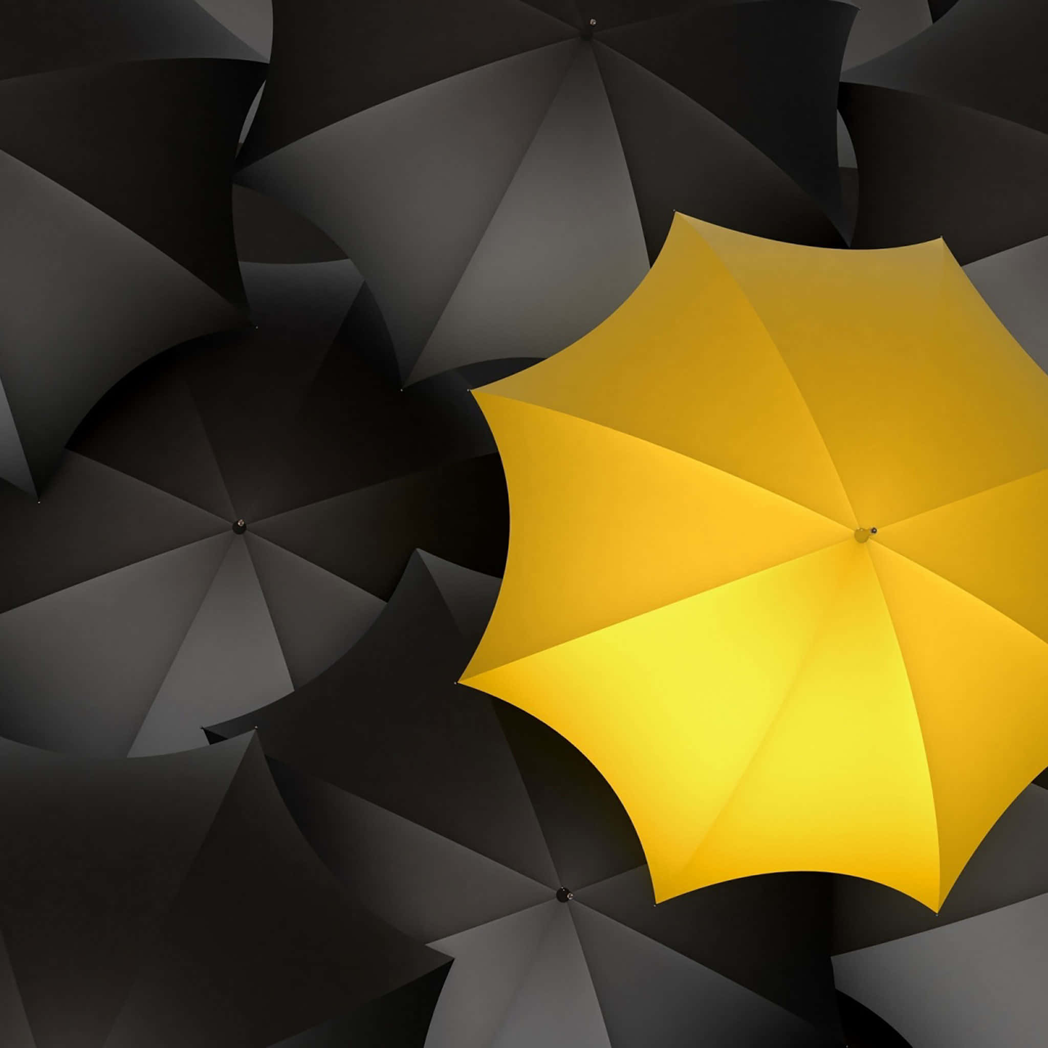 Yellow iPad, umbrella illustration, geometric pattern, Full HD Desktop Wallpaper