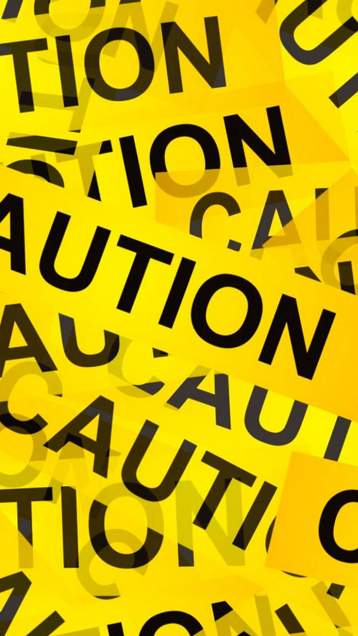 Caution Sign, vibrant yellow, bold black text, HD Phone Wallpaper
