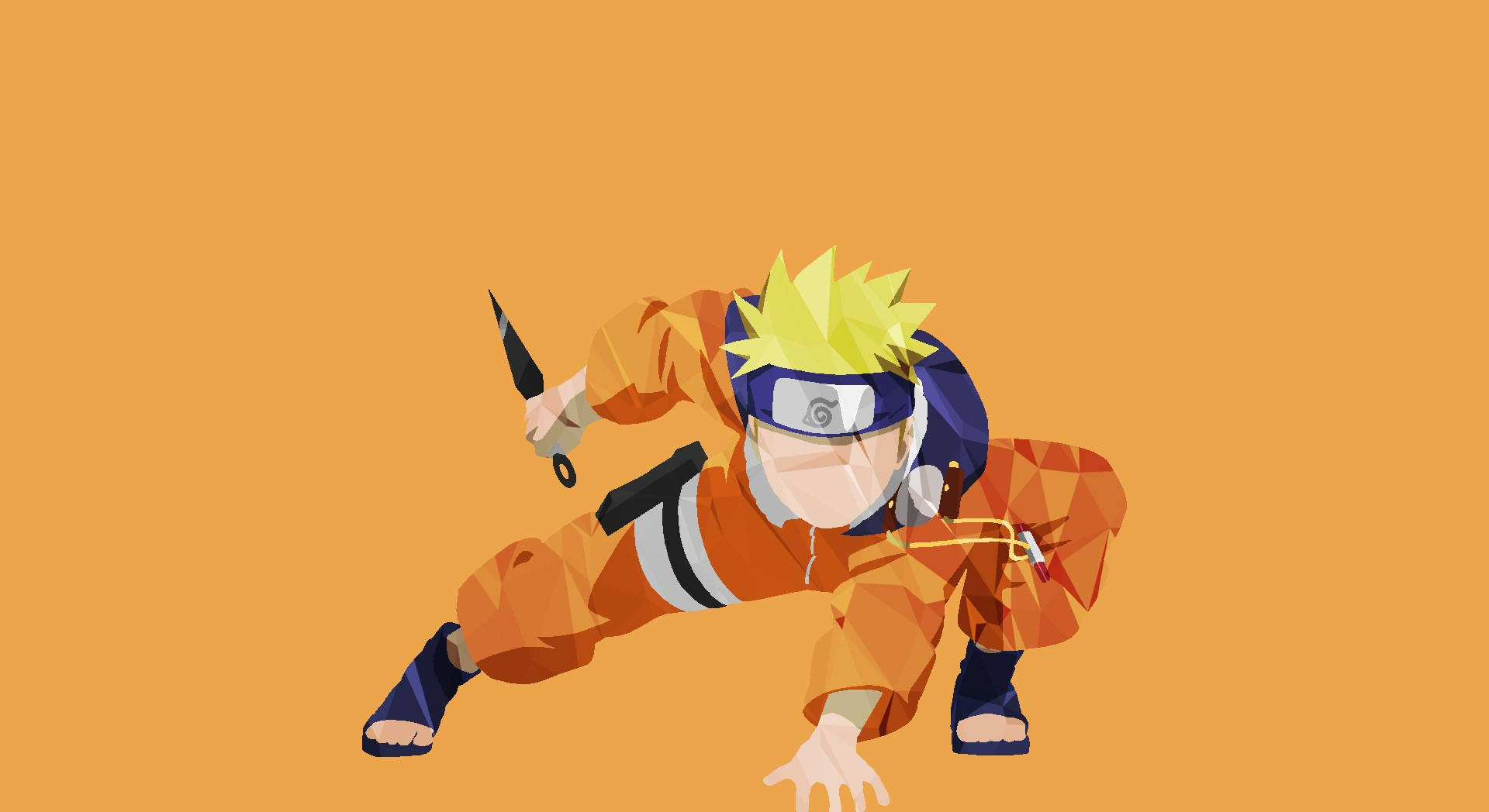 Yellow Naruto, orange jumpsuit, kunai, Full HD Desktop Wallpaper
