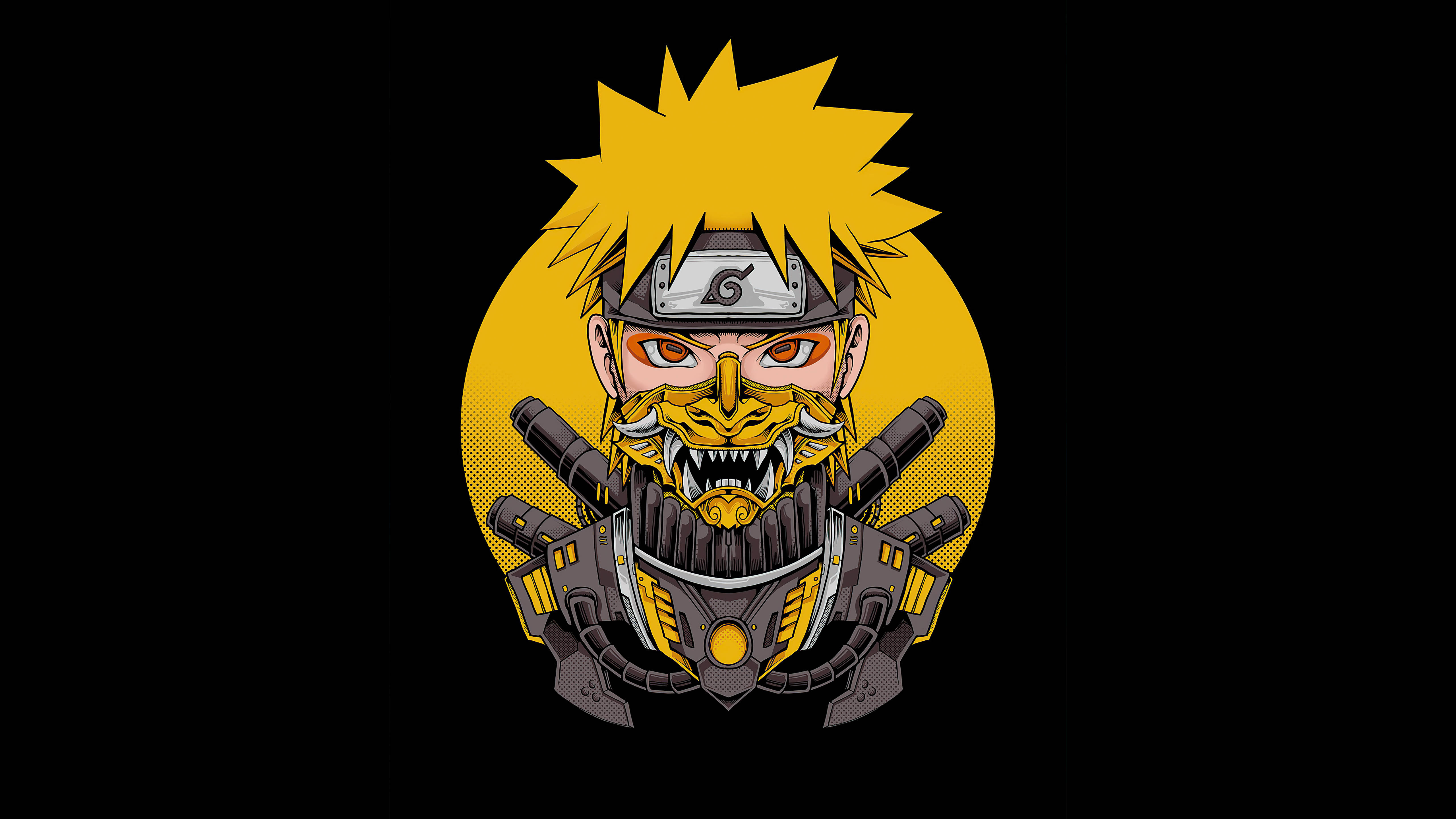Yellow Naruto, spiky yellow hair, fierce mask, 5K Desktop Wallpaper