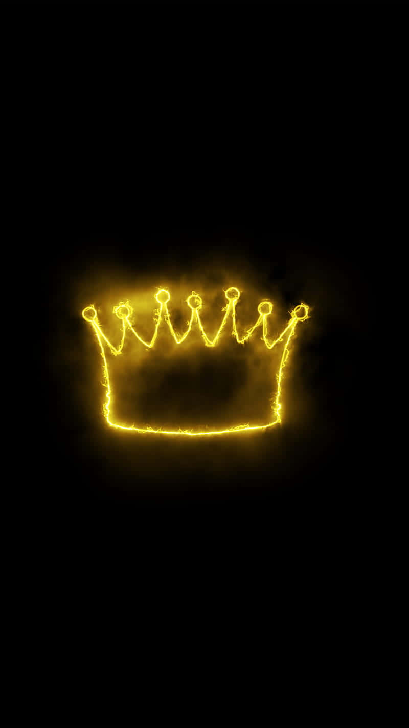 Yellow Neon Light, glowing golden crown outline, electric energy, HD Phone Wallpaper