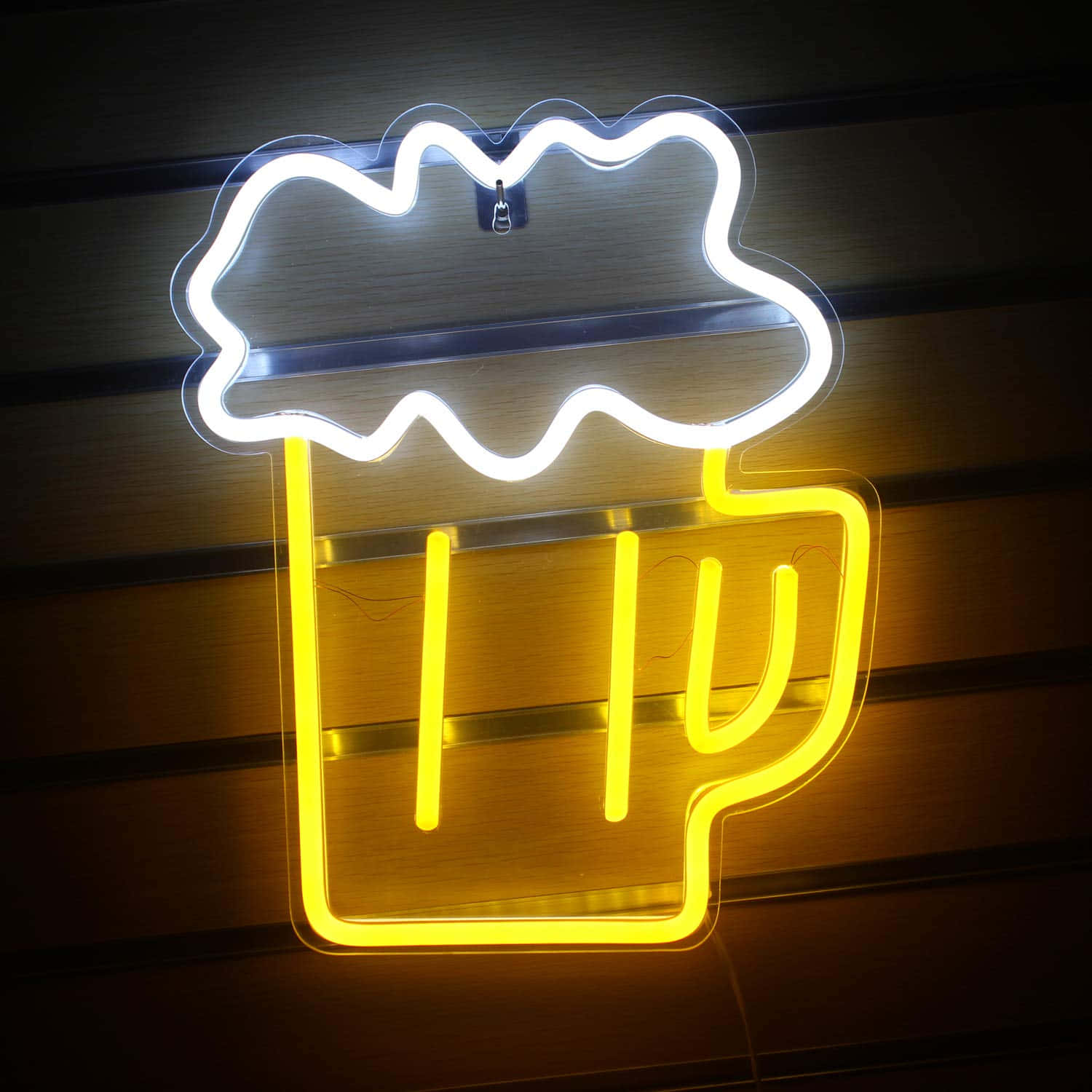 neon sign, beer mug, frothy white head, HD Desktop Wallpaper