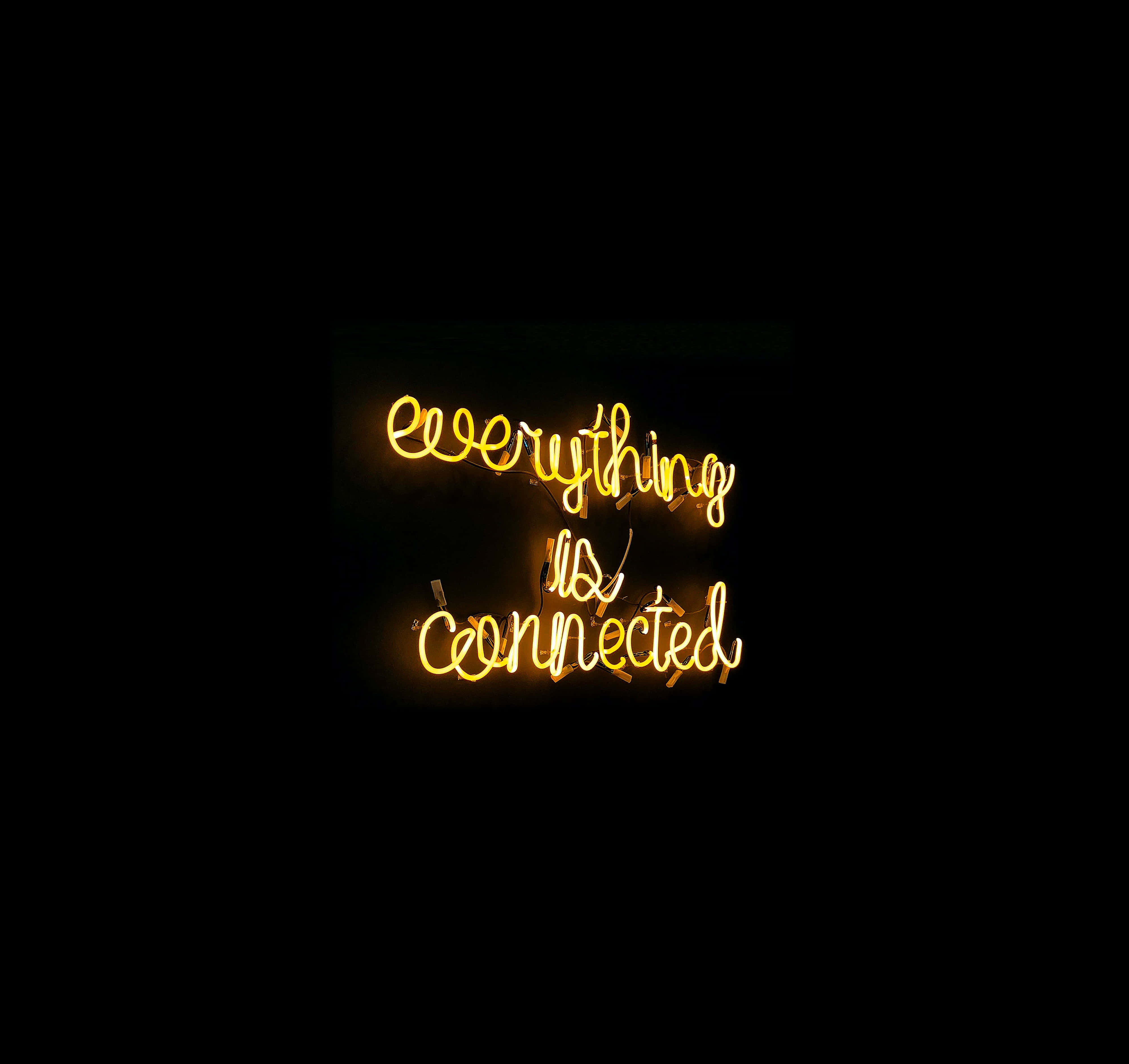yellow neon light, everything is connected, glowing yellow neon sign, 4K Desktop Wallpaper