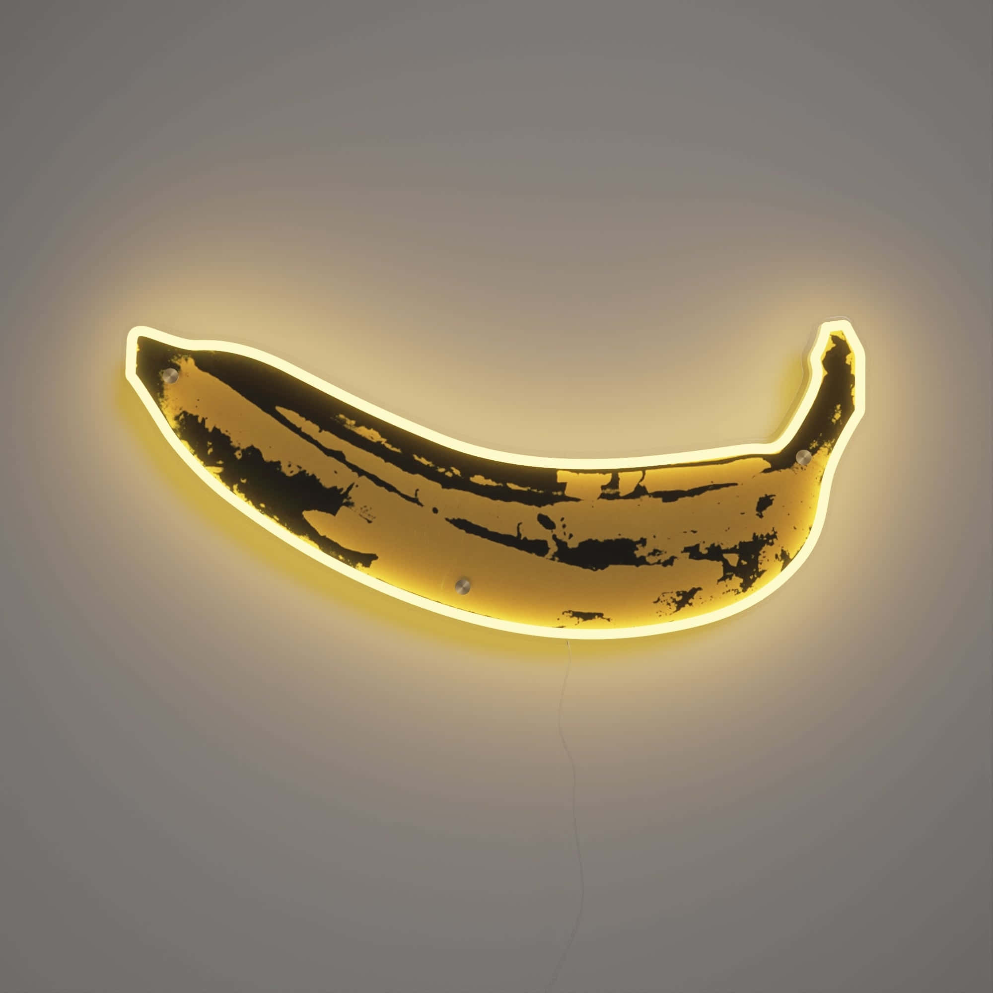 yellow neon light, banana-shaped wall lamp, distressed texture, Full HD Desktop Wallpaper