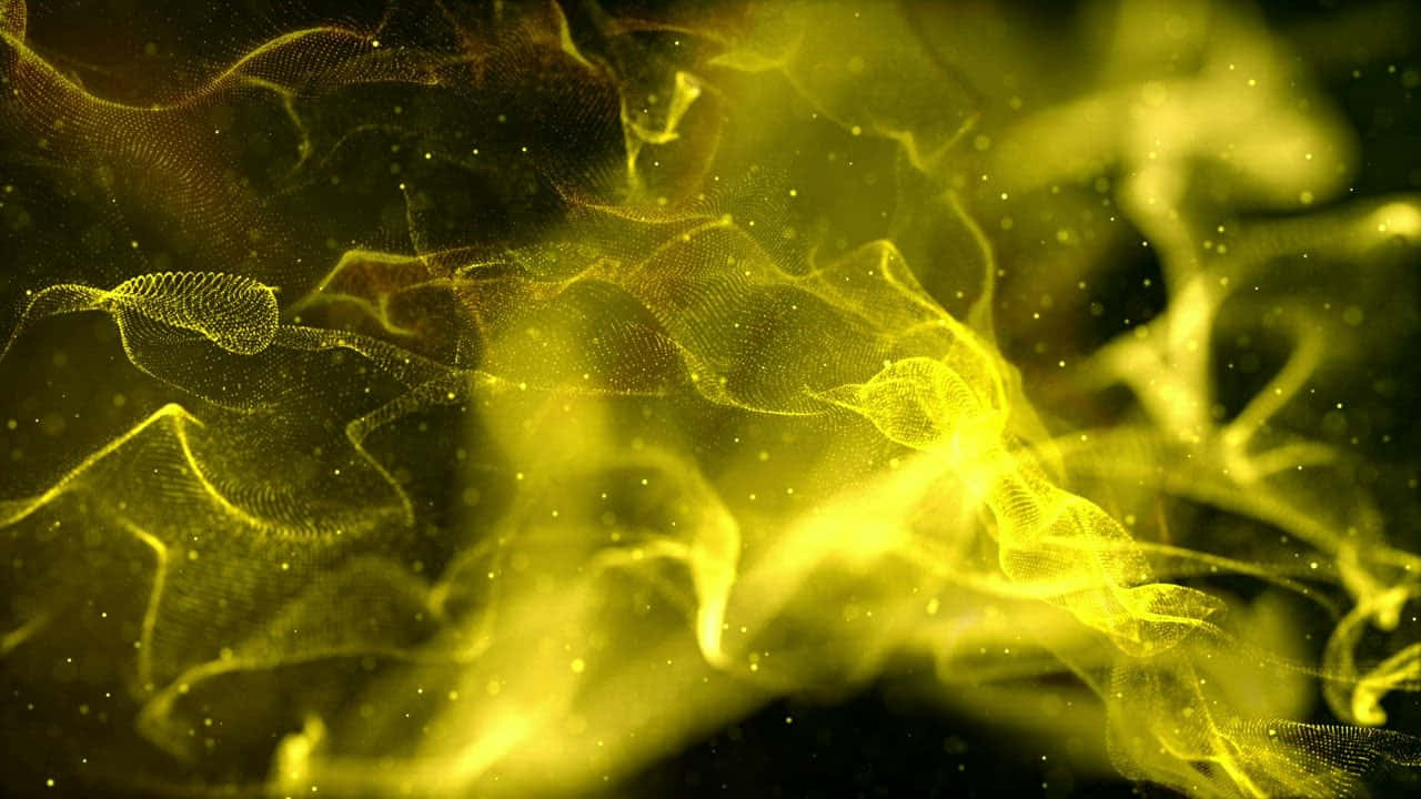 yellow neon light, golden particle streams, dark background, HD Desktop Wallpaper