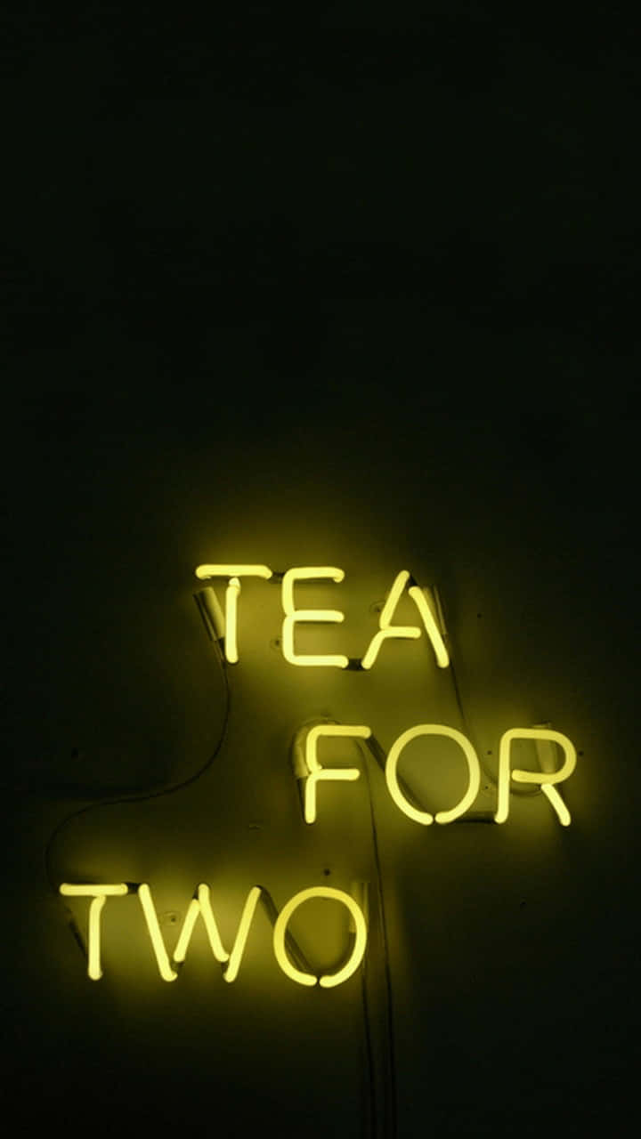 yellow neon sign, tea for two, glowing, HD Phone Wallpaper