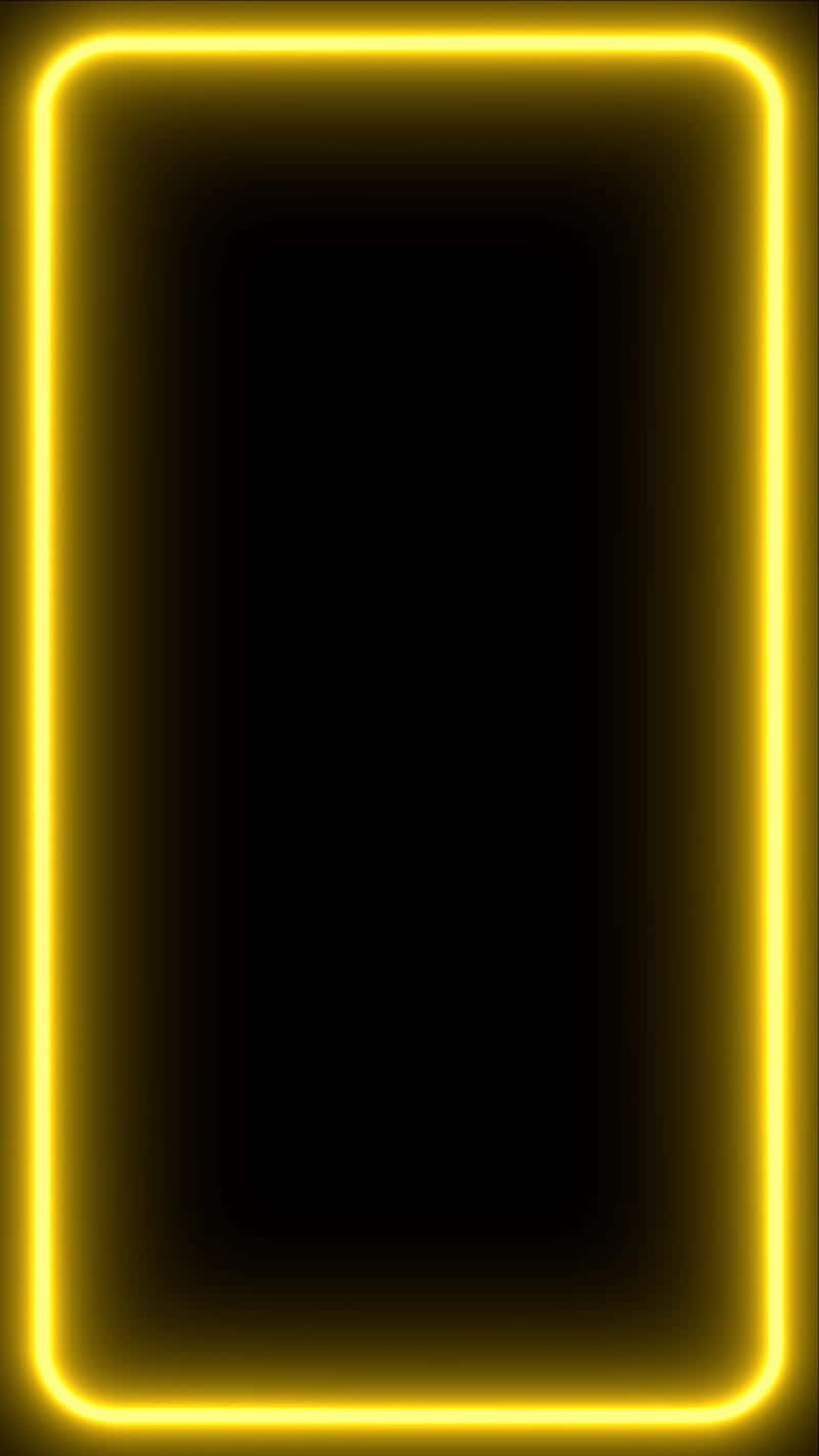 yellow neon rectangle frame, black background, golden wonder, HD Phone Wallpaper