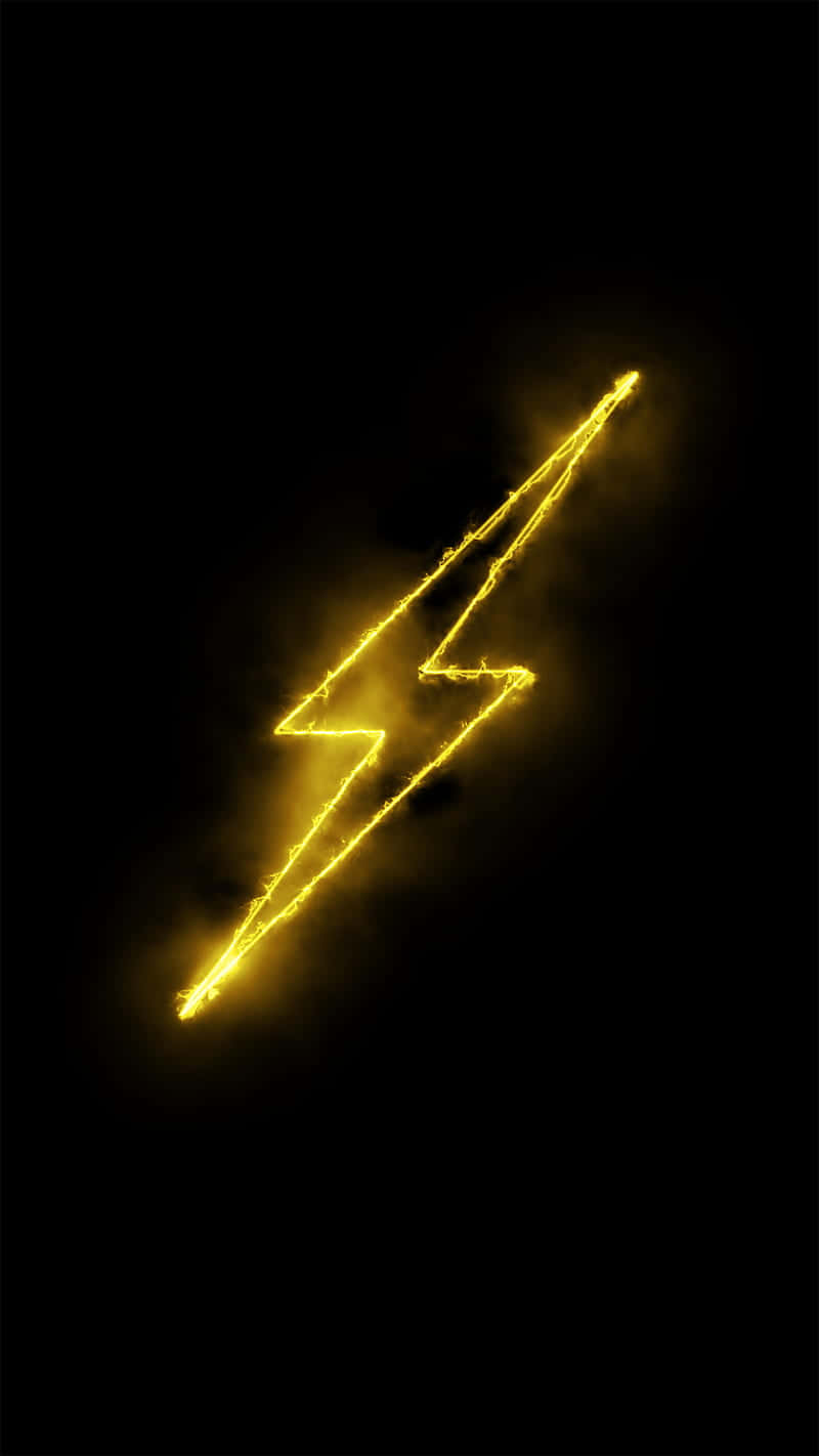yellow neon light, golden lightning bolt, pitch black void, HD Phone Wallpaper