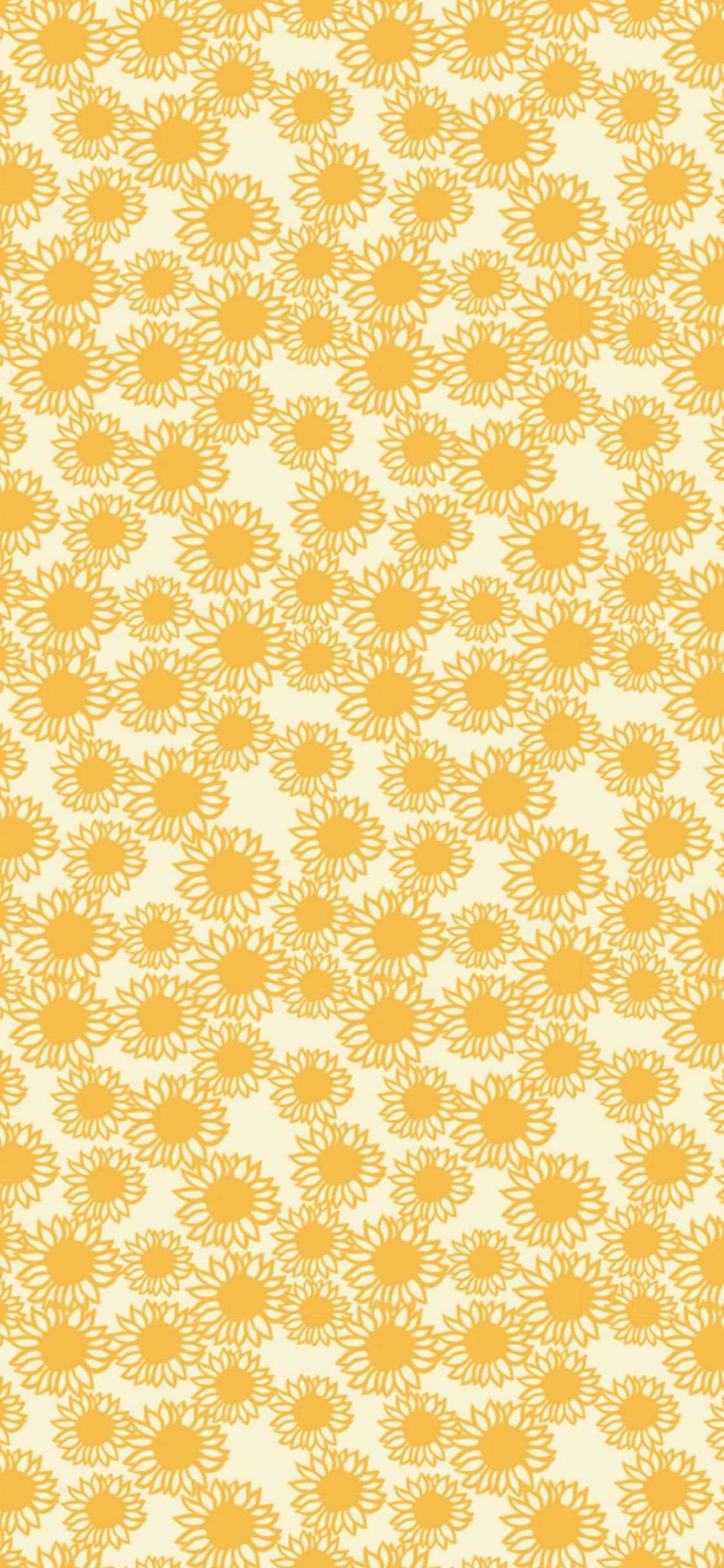 Vibrant Yellow Geometric Pattern, stylized yellow sunflowers, creamy off-white background, Full HD Phone Wallpaper