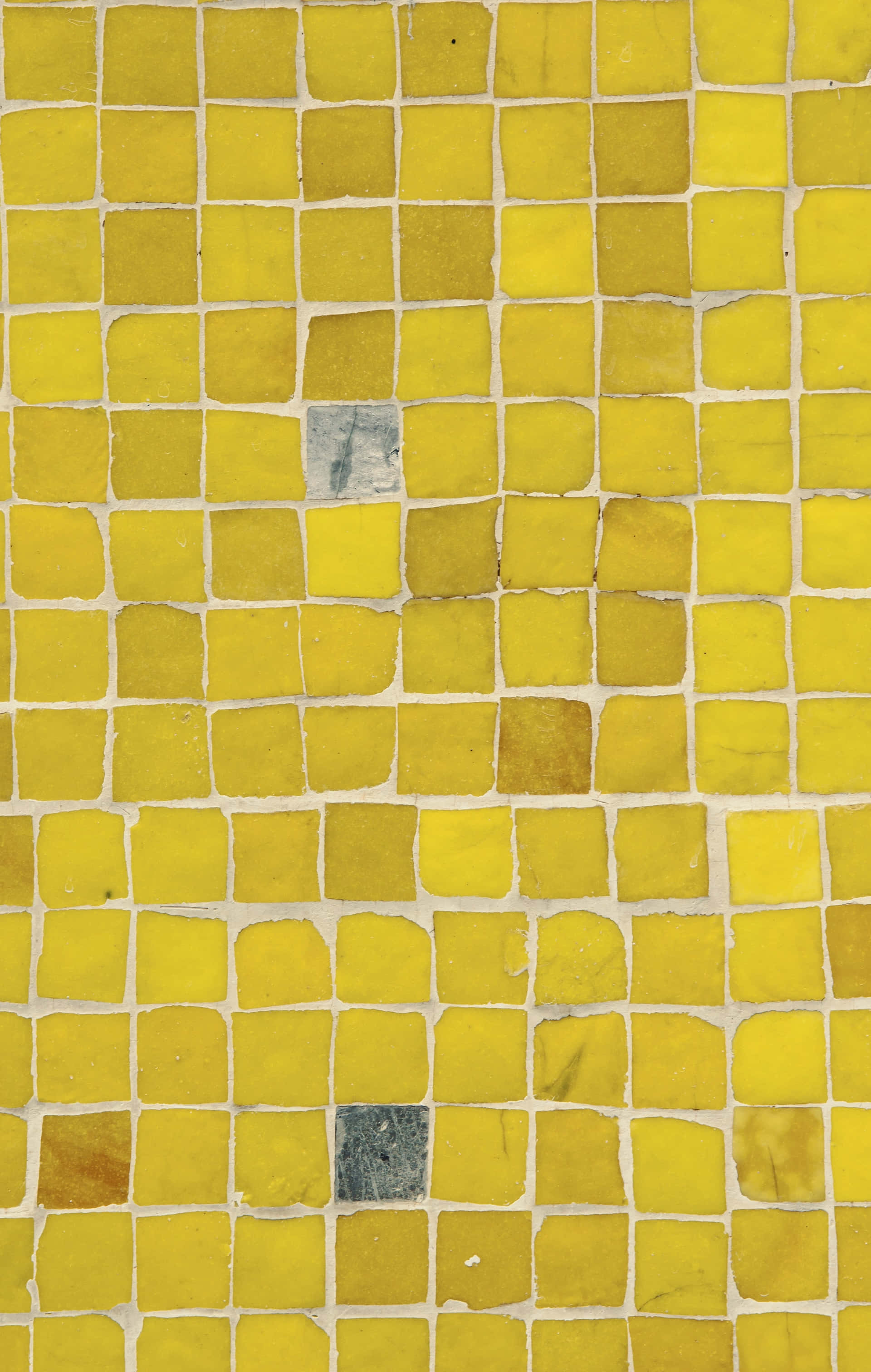 yellow tiled wall, geometric pattern, two gray tiles, 2K Phone Wallpaper