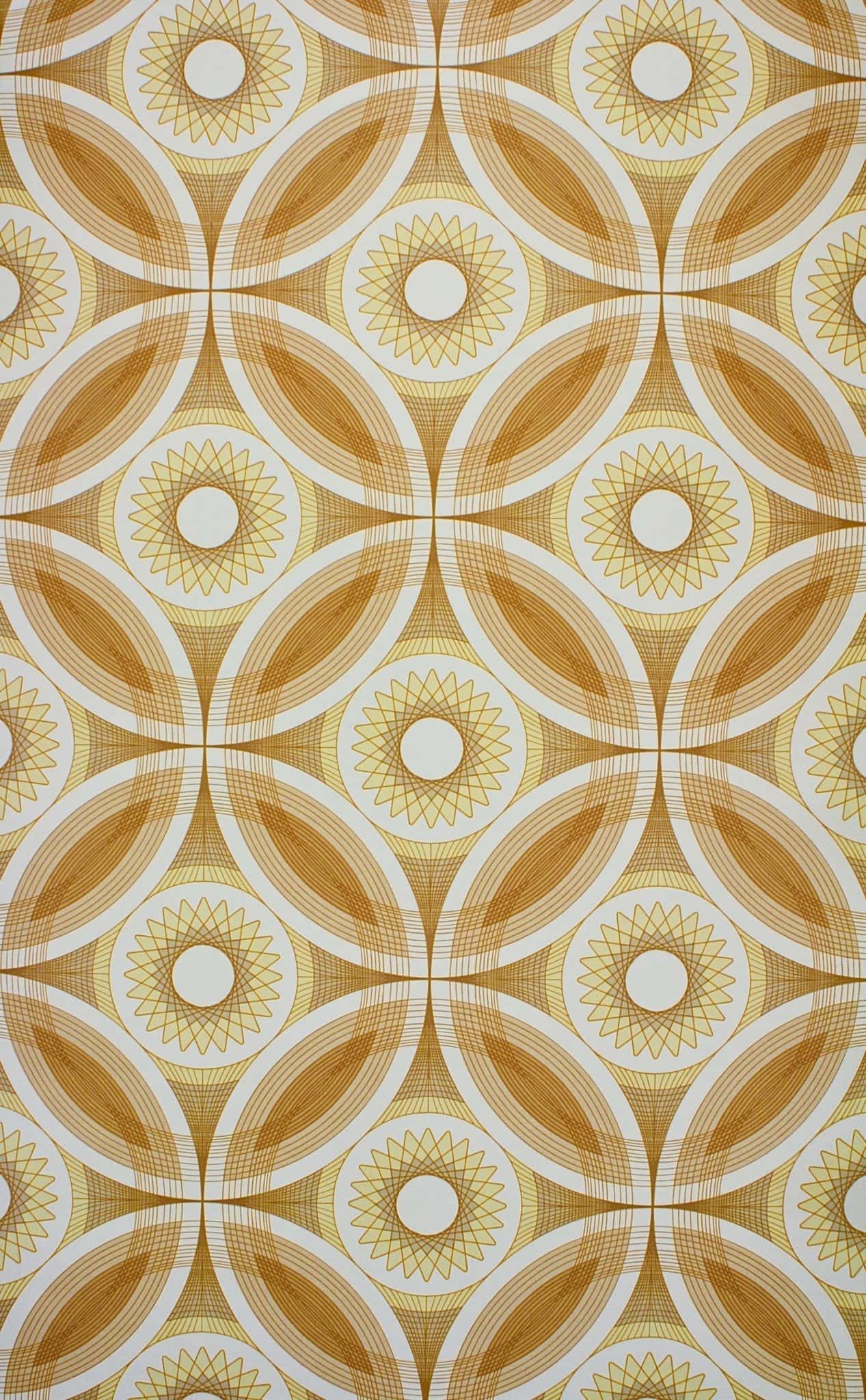 vintage wallpaper, repeating geometric sunburst patterns, warm gold, Full HD Phone Wallpaper