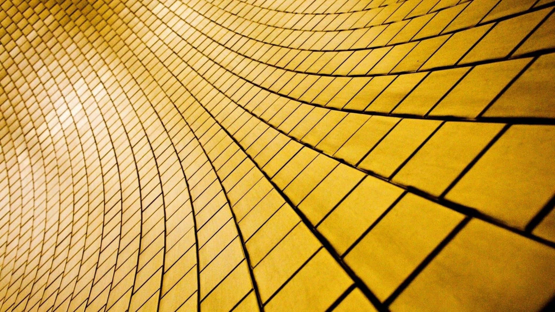 Golden tiled ceiling, mesmerizing geometric pattern, warm ambient light, Full HD Desktop Wallpaper