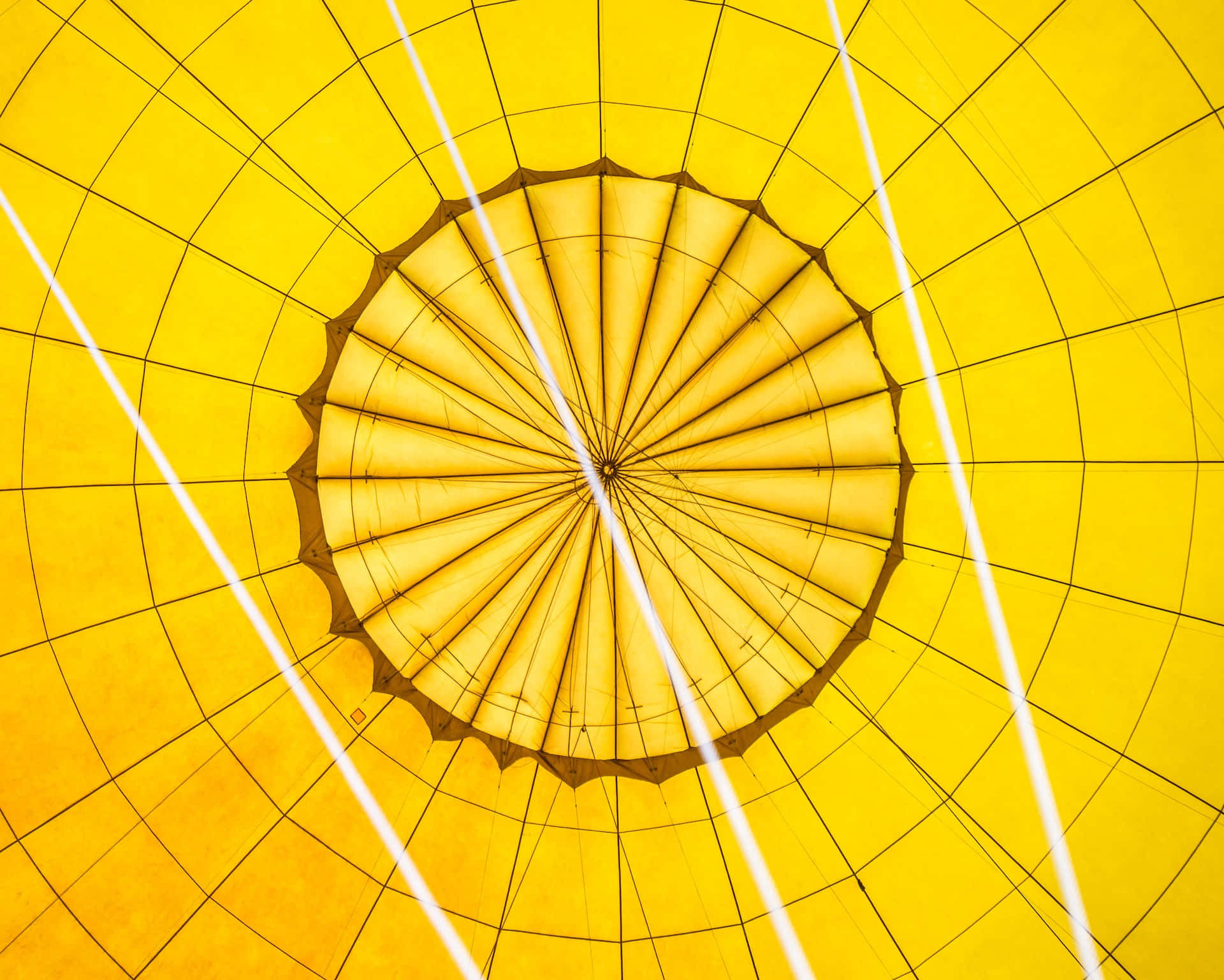 Vibrant Yellow Geometric Pattern, hot air balloon interior, radial fabric panels, Full HD Desktop Wallpaper