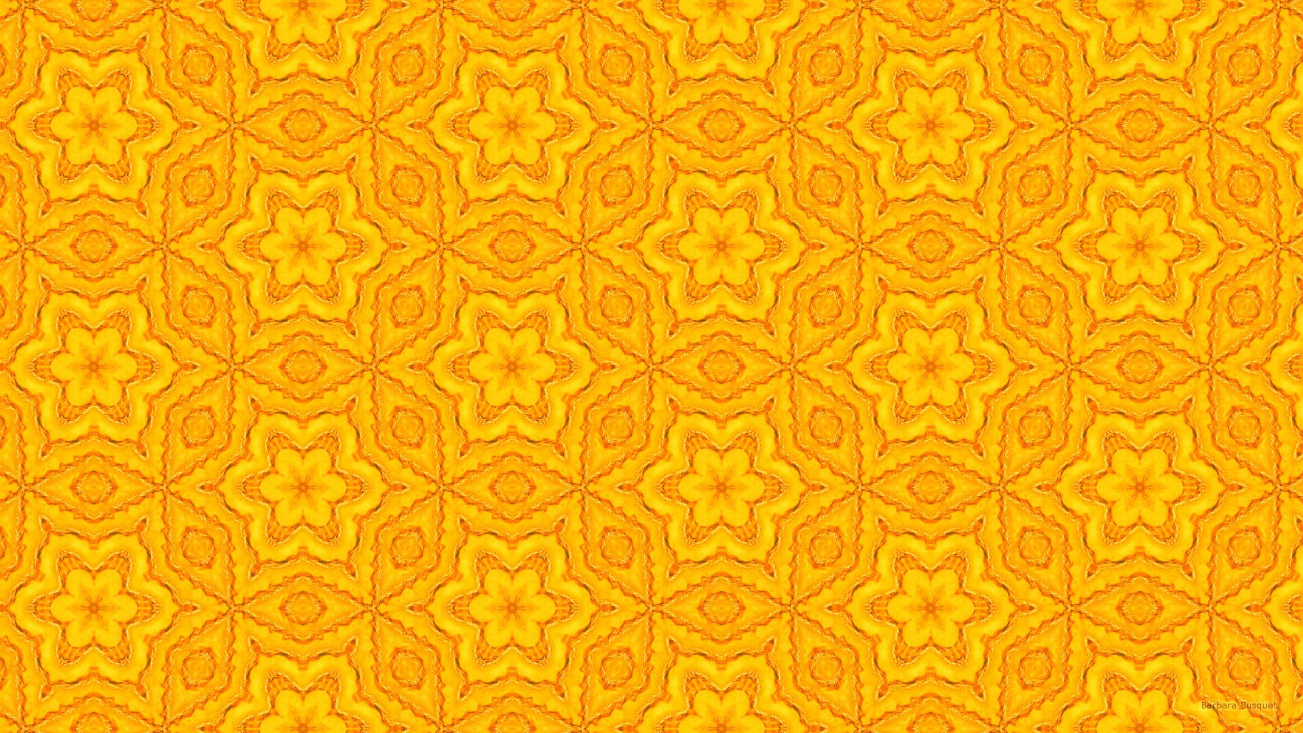 Vibrant Orange Geometric Pattern, repeating starburst motifs, intricate lattice design, 2K Desktop Wallpaper