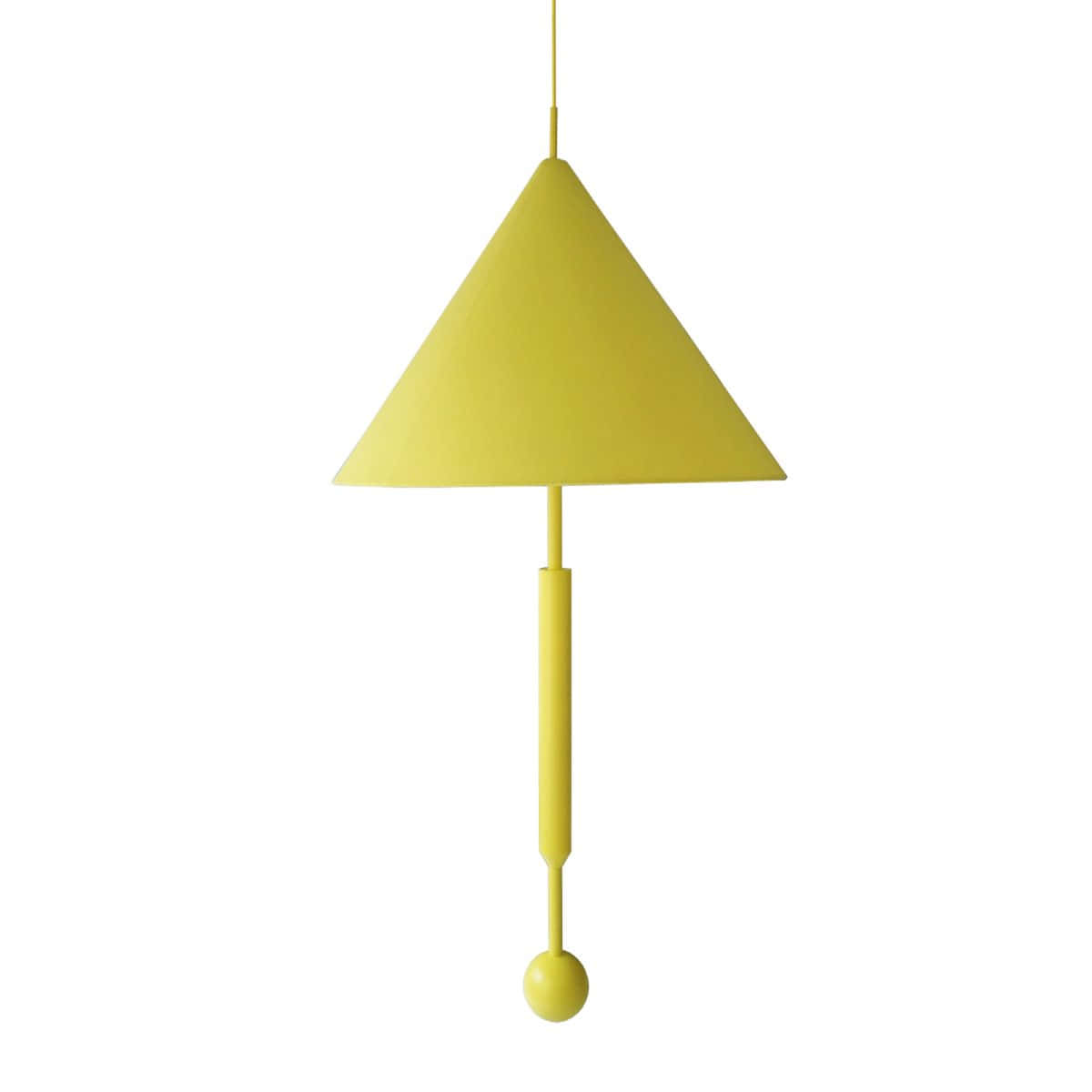 yellow cone pendant light, spherical finial, stark white background, SD Desktop Wallpaper