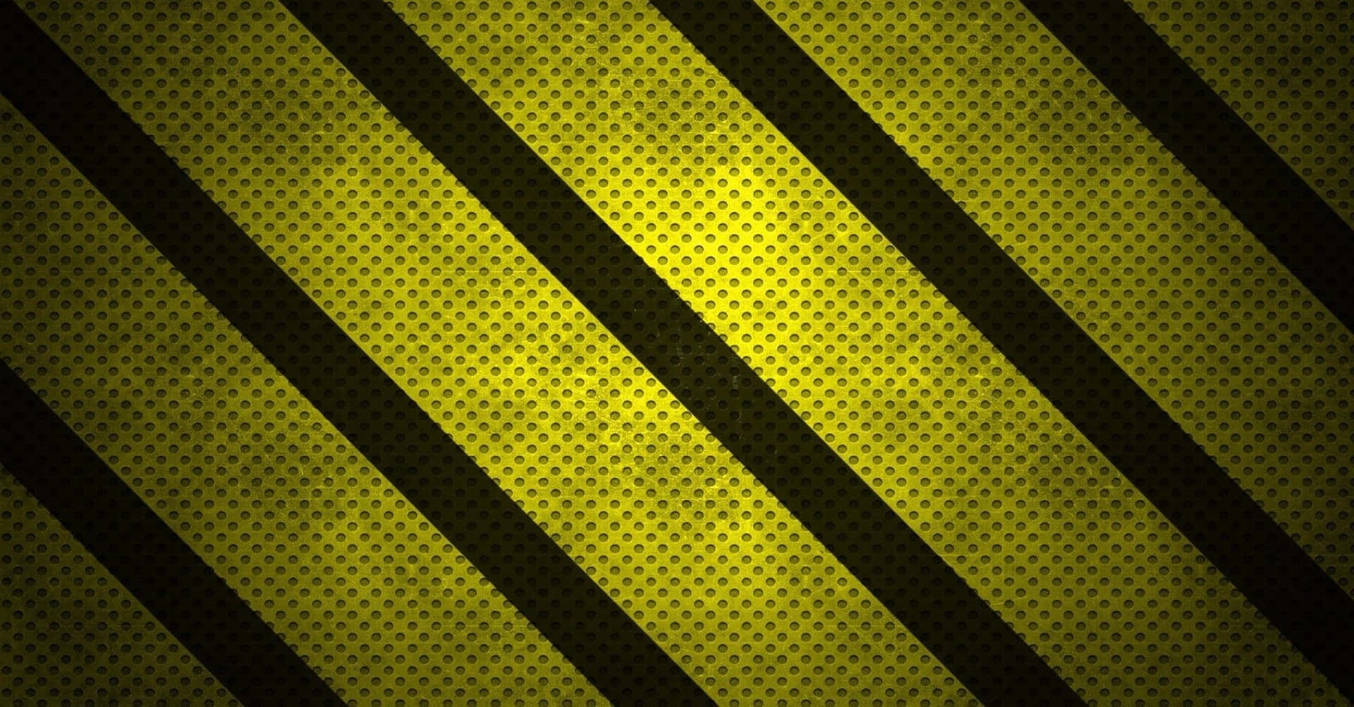 yellow striped pattern, diagonal black stripes, textured yellow perforated metal surface, Full HD Desktop Wallpaper