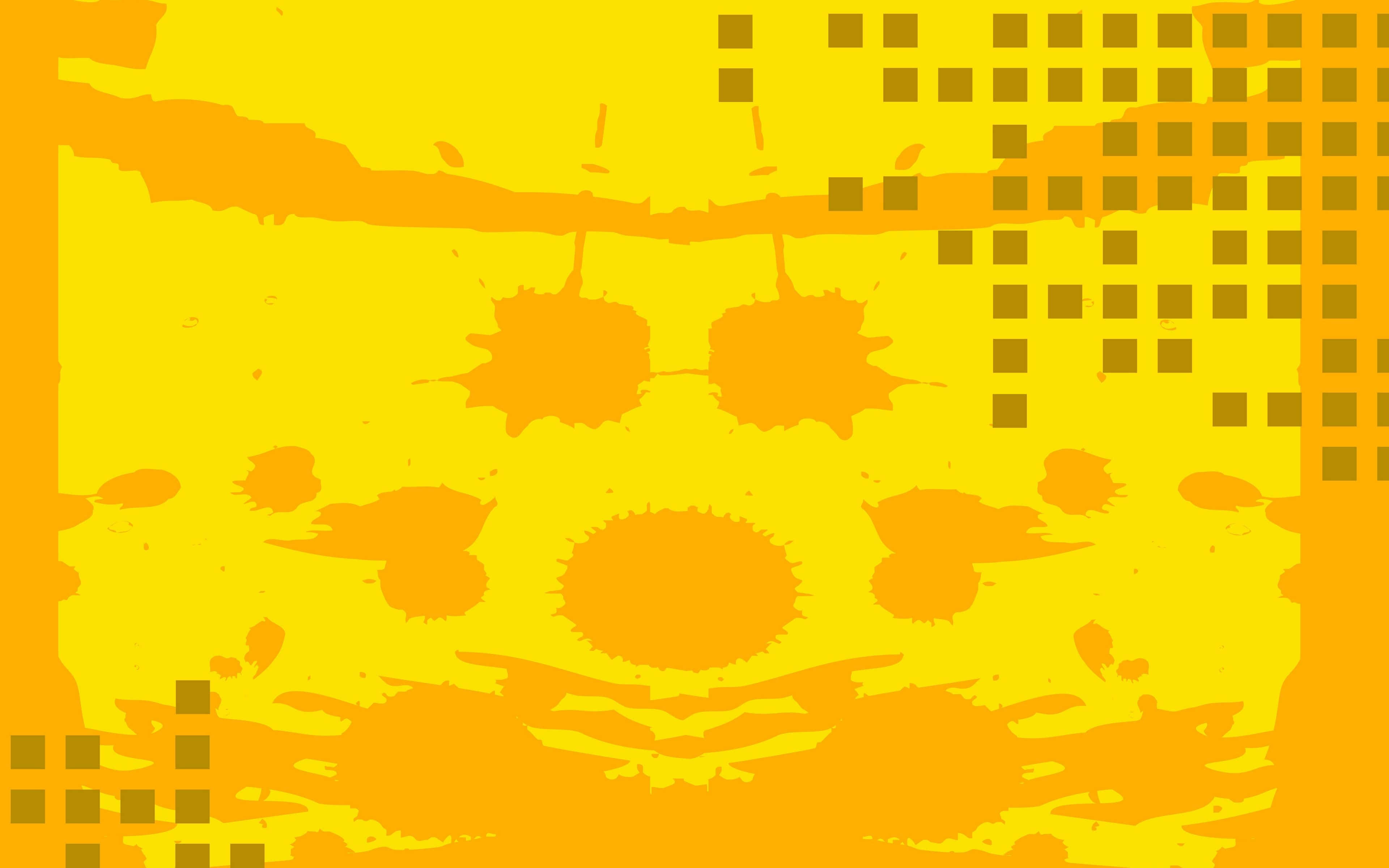 Vibrant Yellow Geometric Pattern, paint splatters, pixel grid patterns, 4K Desktop Wallpaper