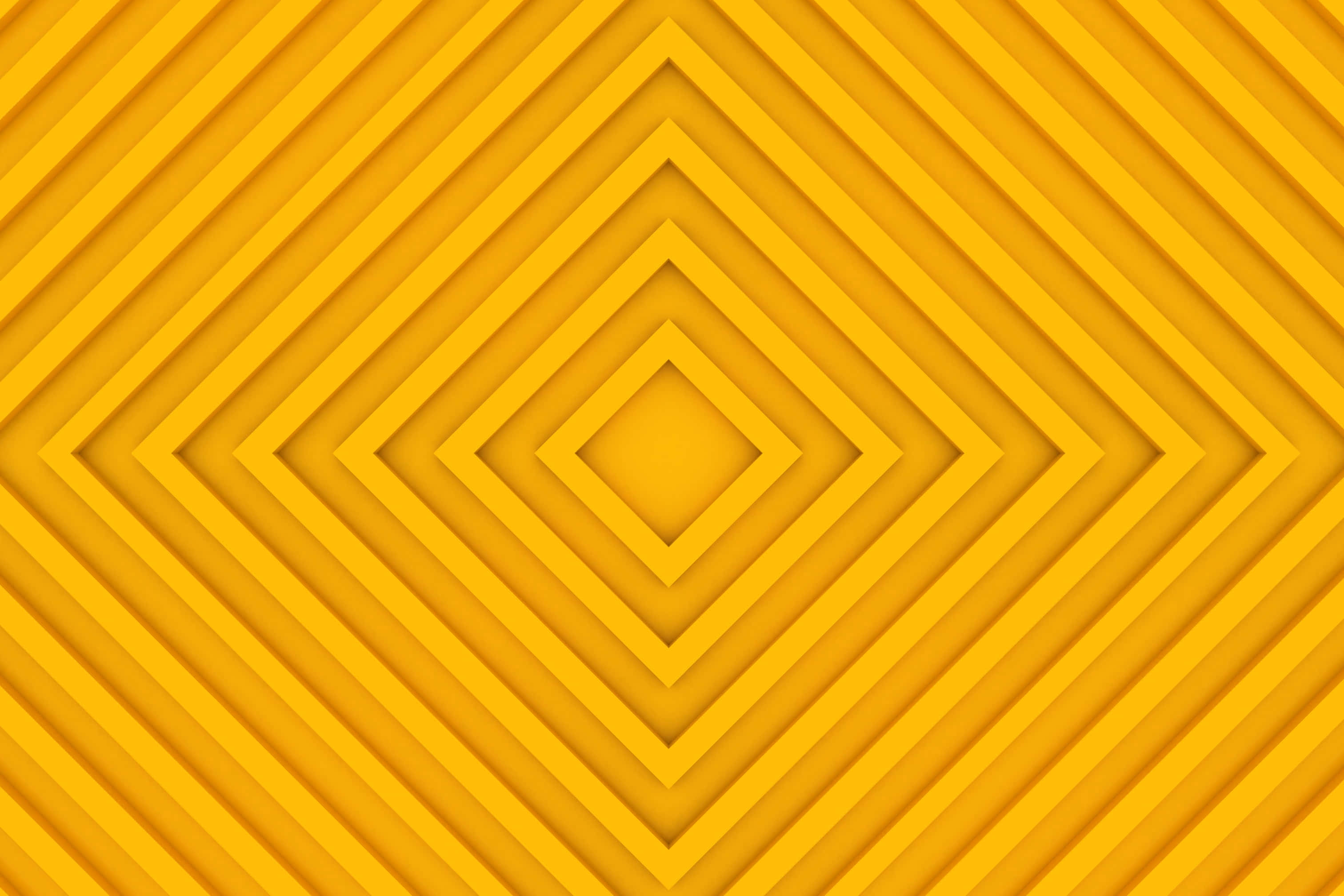 yellow geometric pattern, concentric diamond patterns, 3D layered effect, 2K Desktop Wallpaper