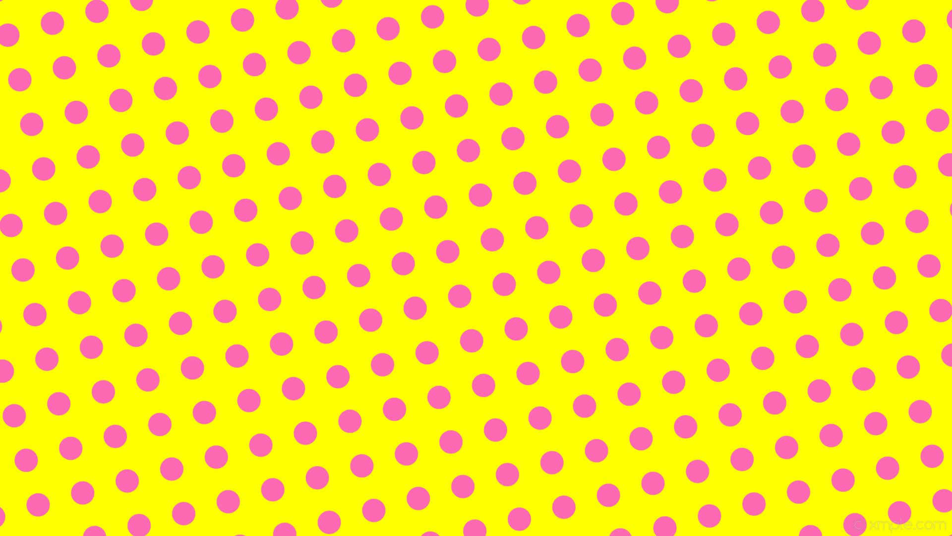 Vibrant Yellow, Pink Polka Dots, Retro Pattern, Full HD Desktop Wallpaper