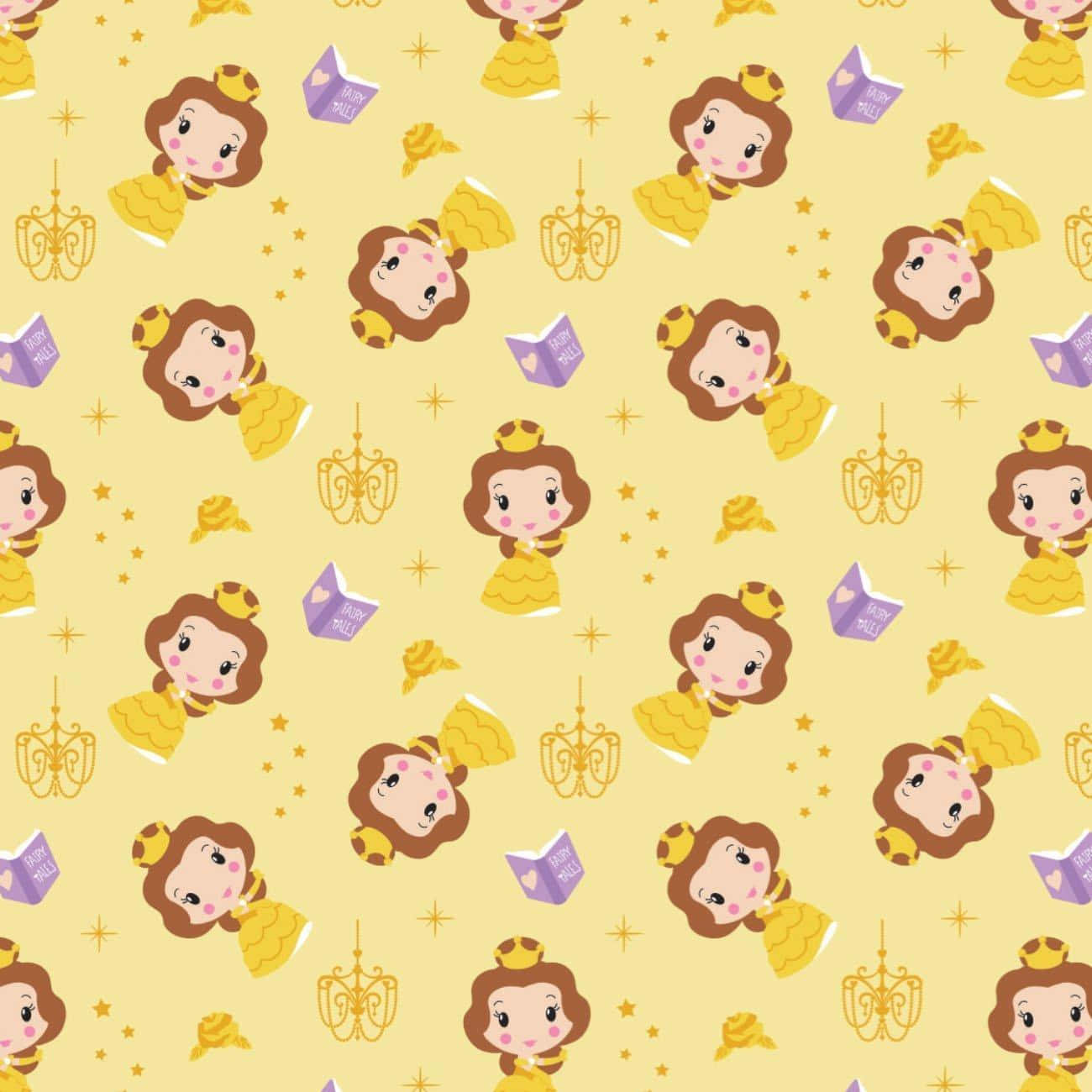 kawaii yellow, cartoon princesses, yellow gowns, HD Desktop Wallpaper