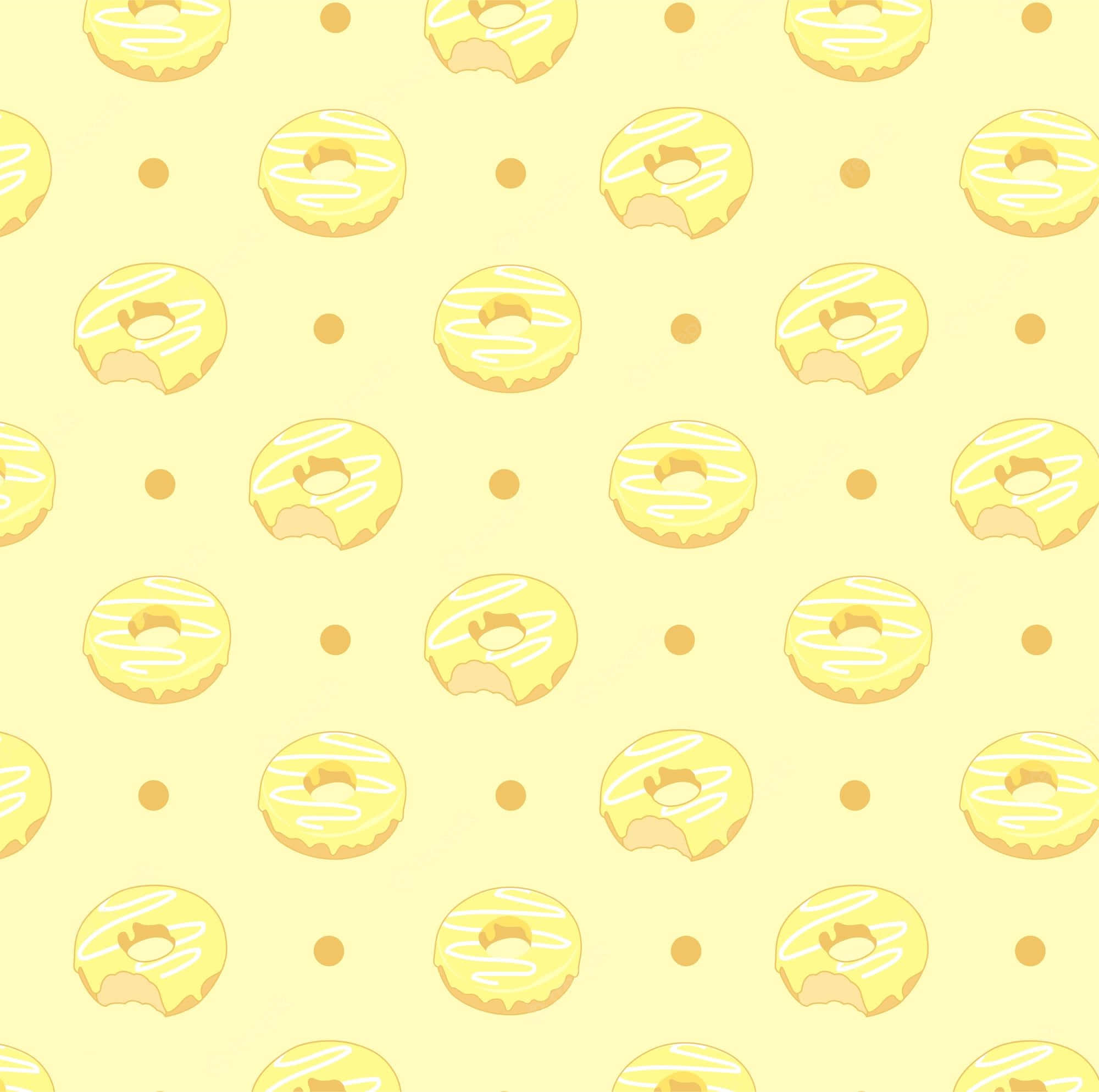 kawaii yellow, yellow glazed donuts, white icing, Full HD Desktop Wallpaper