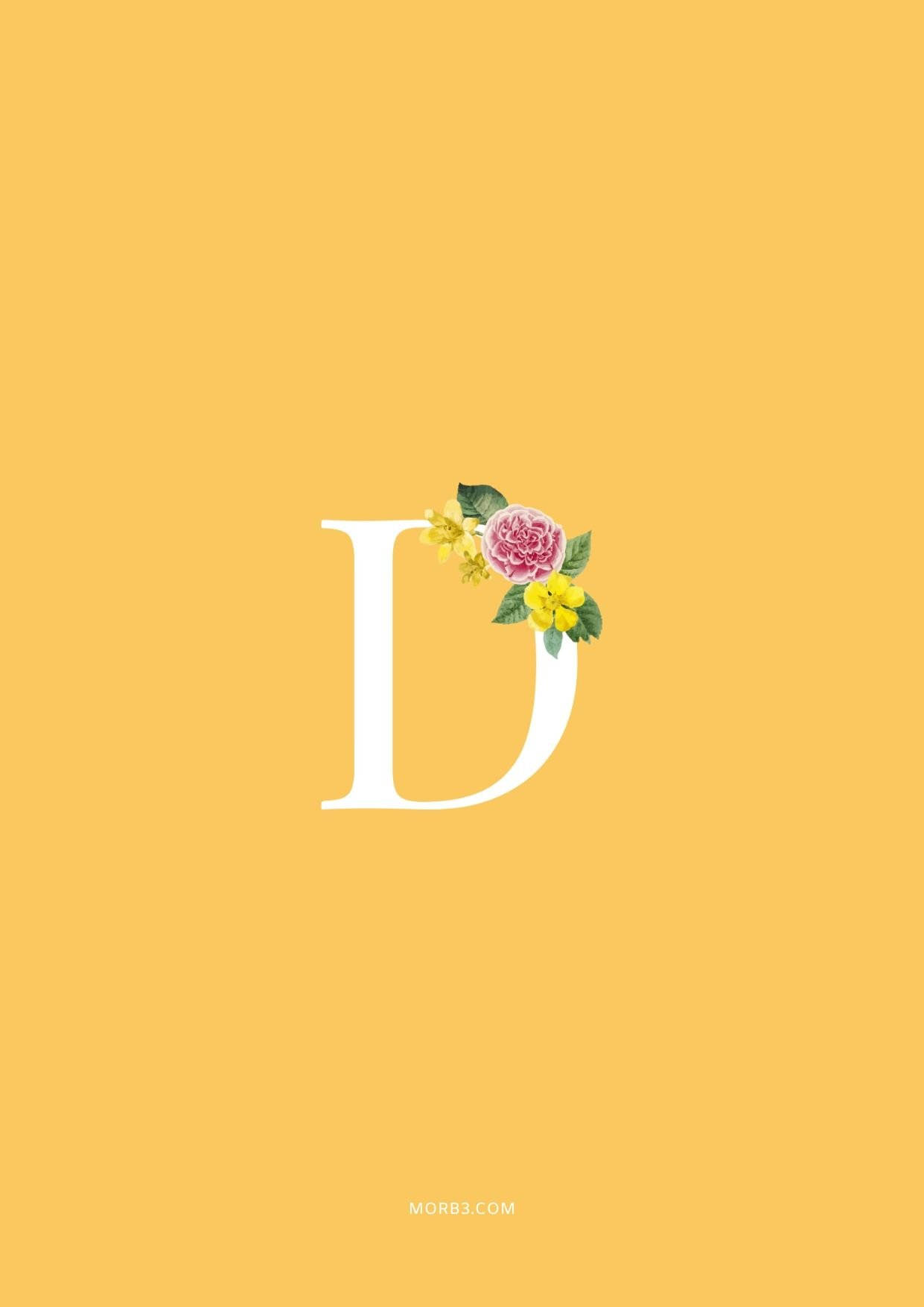 Plain Yellow Letter D, mustard yellow, pink and yellow flowers, HD Phone Wallpaper