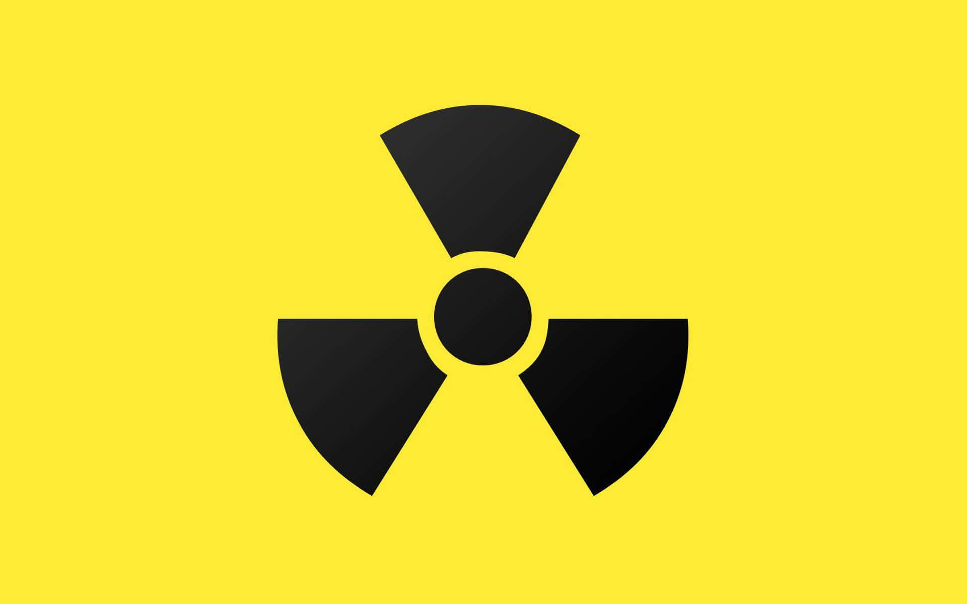nuclear symbol, black radiation symbol, bright yellow background, Full HD Desktop Wallpaper