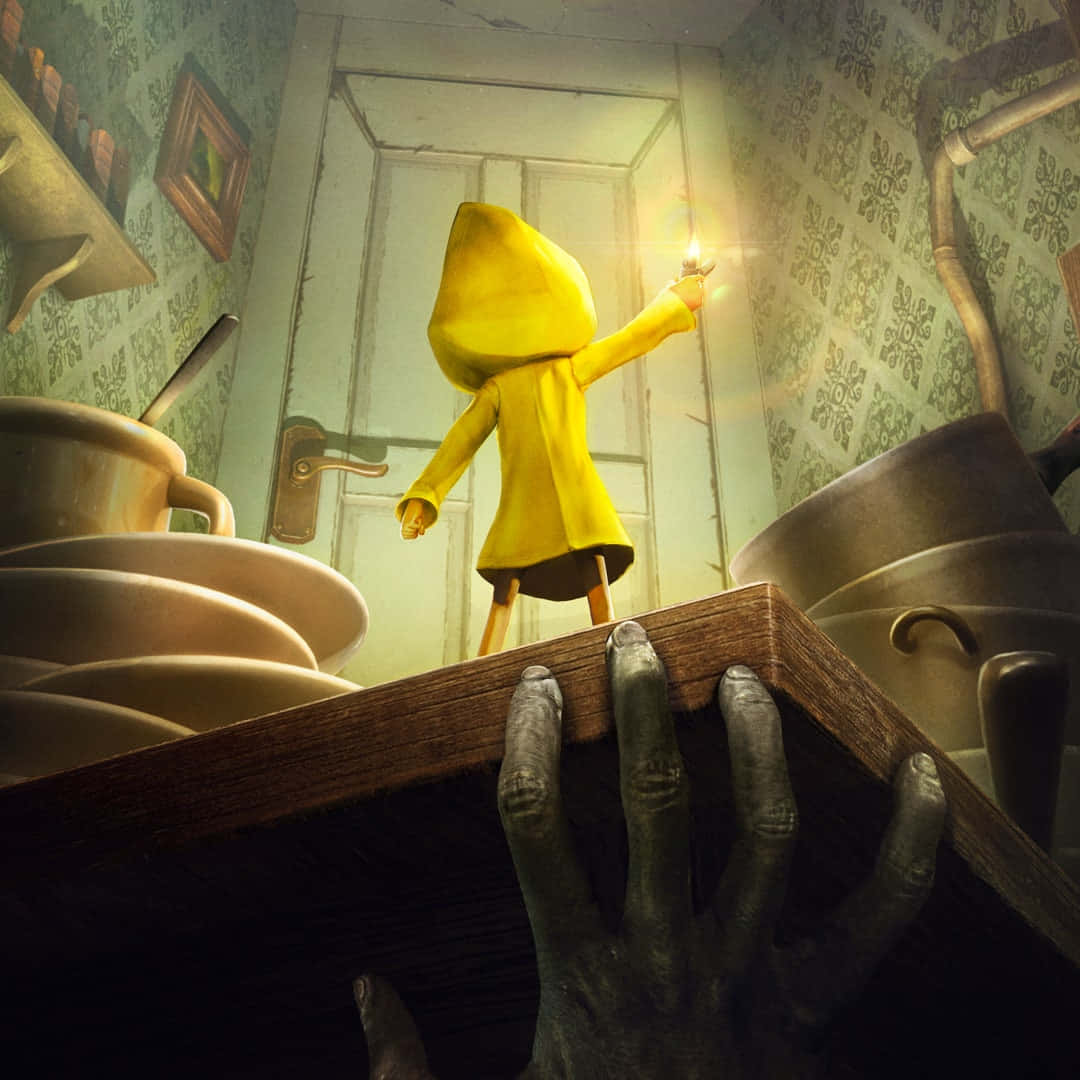 yellow raincoat, small child, giant hand, SD Desktop Wallpaper