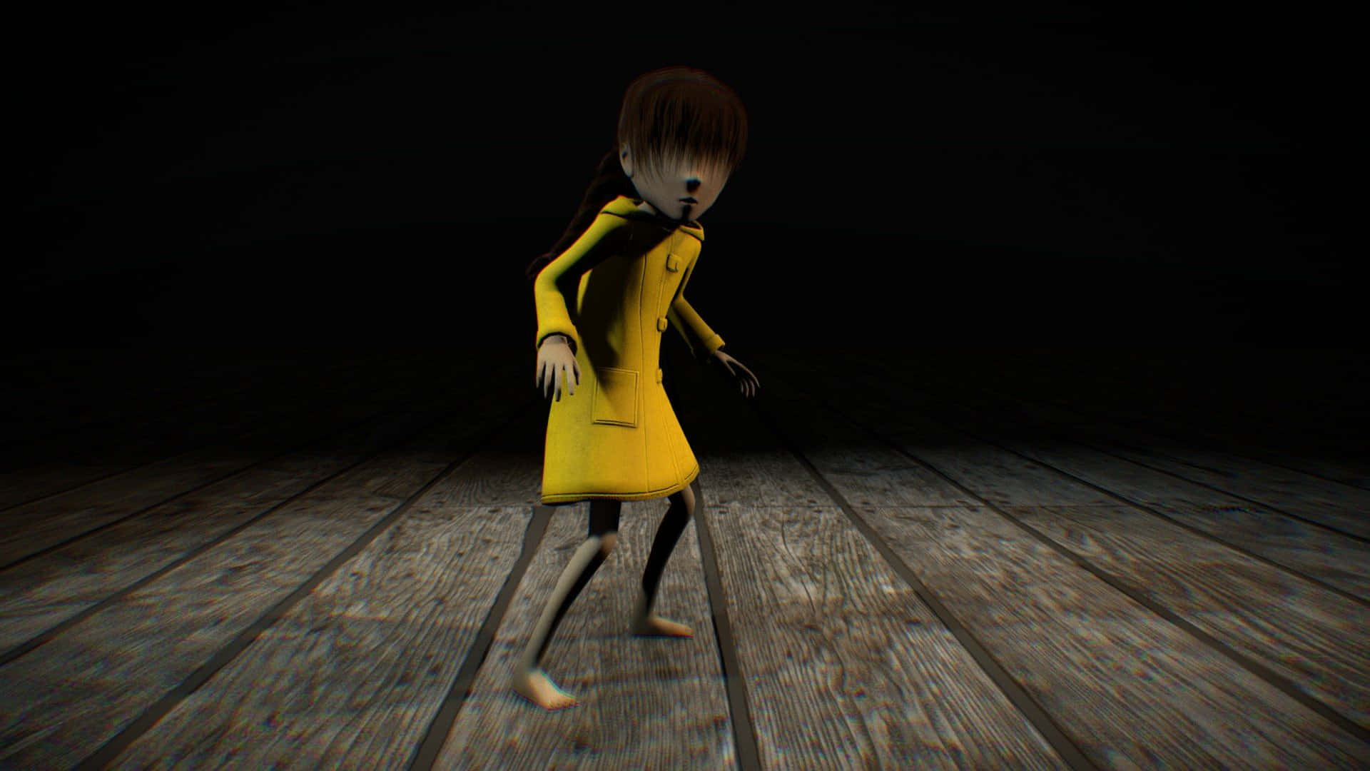 Yellow Raincoat, pale animated girl, bright yellow coat, Full HD Desktop Wallpaper