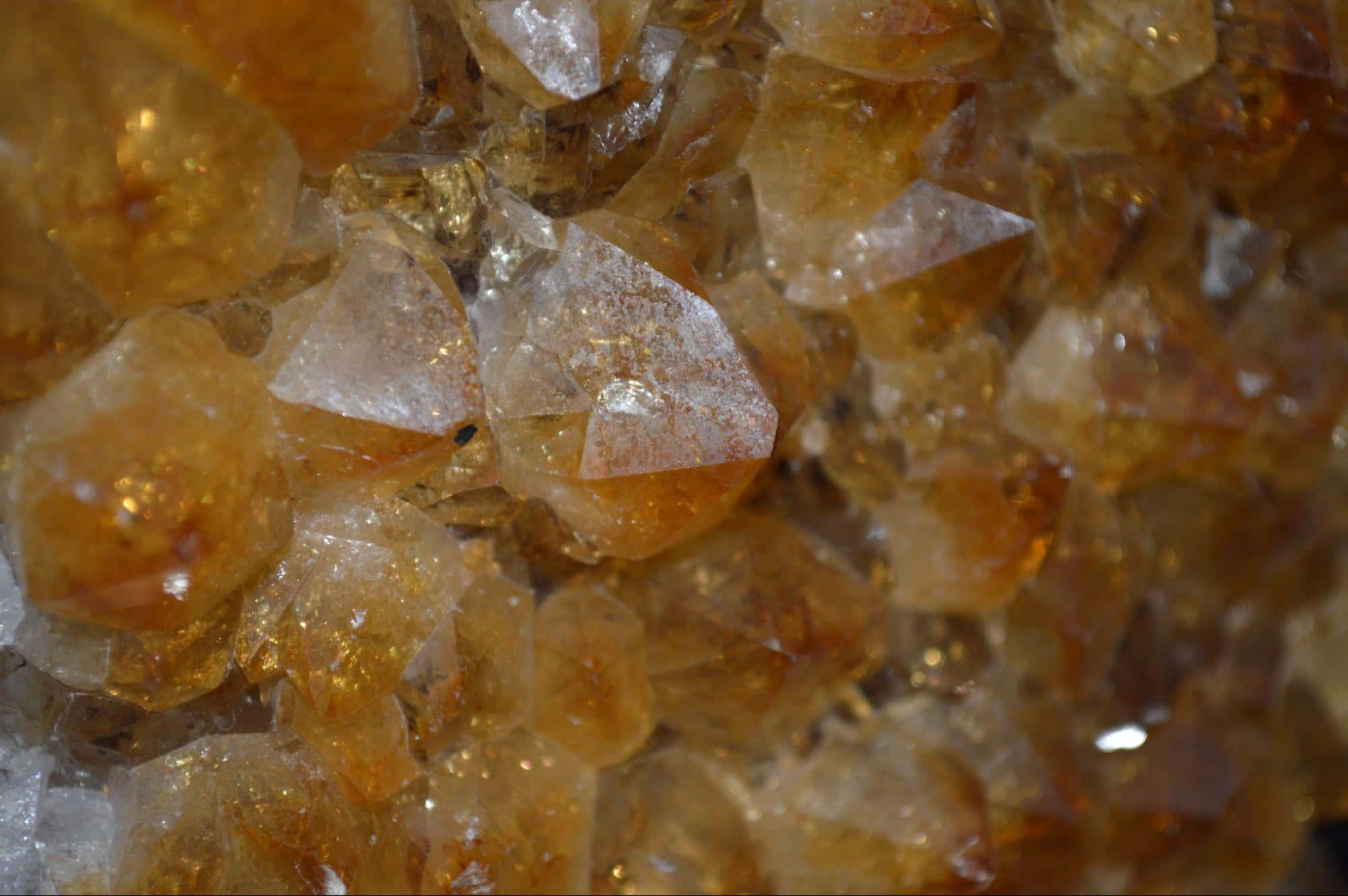Yellow Sapphire, golden amber crystals, sharp facets, Full HD Desktop Wallpaper