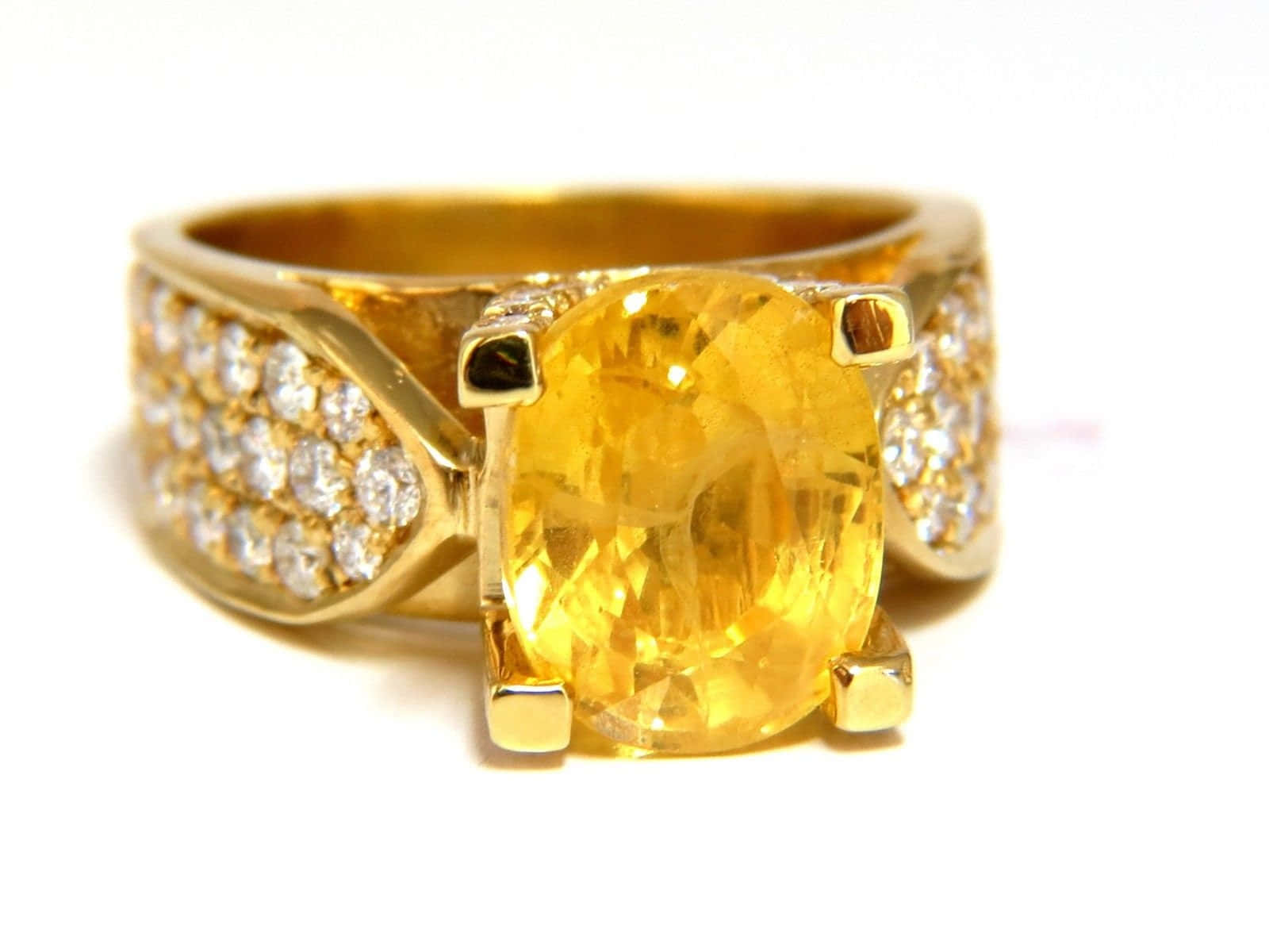 yellow sapphire, gold ring, oval yellow gemstone, HD Desktop Wallpaper