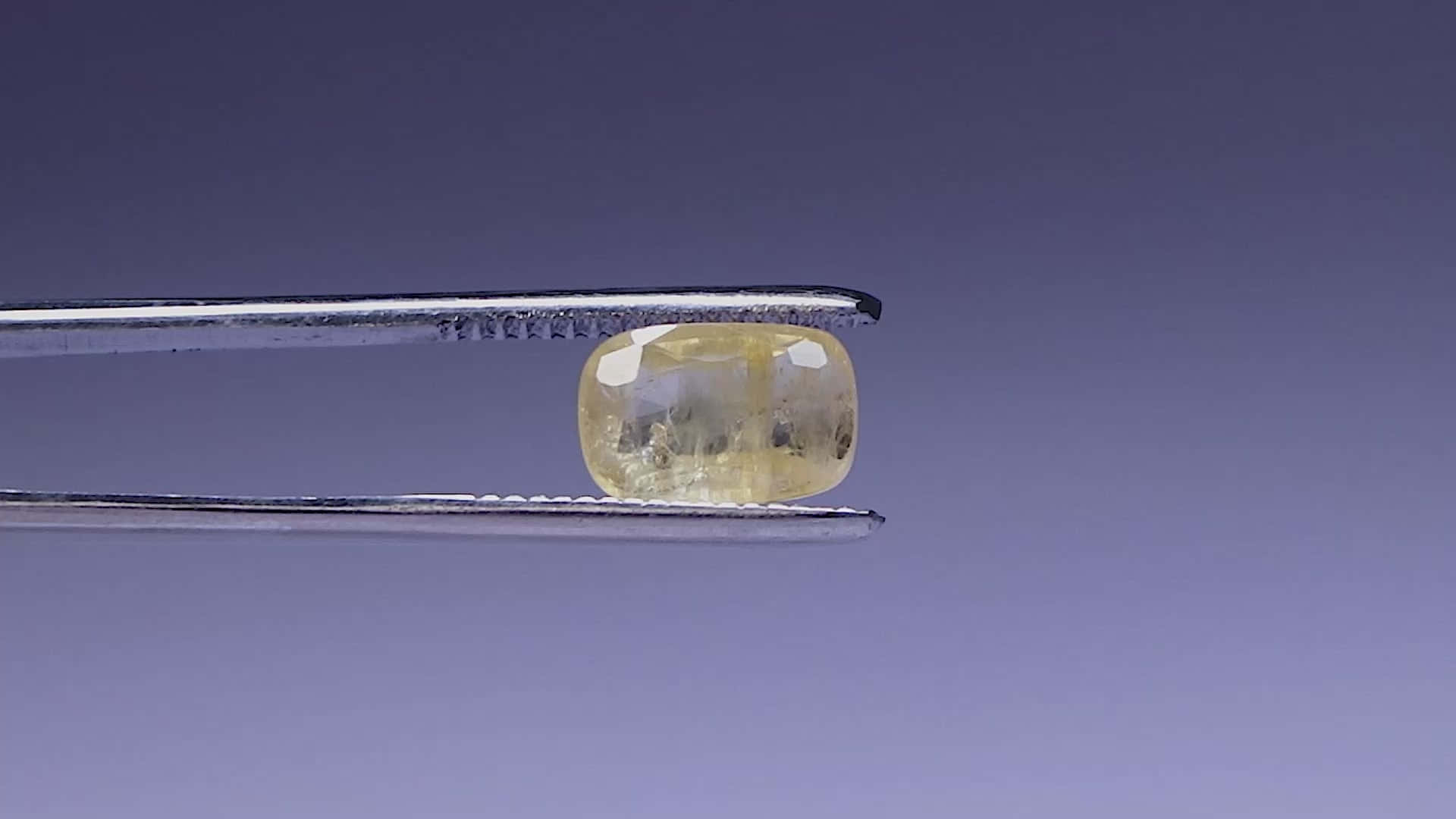 Yellow Sapphire, cushion-cut gemstone, metal tweezers, Full HD Desktop Wallpaper