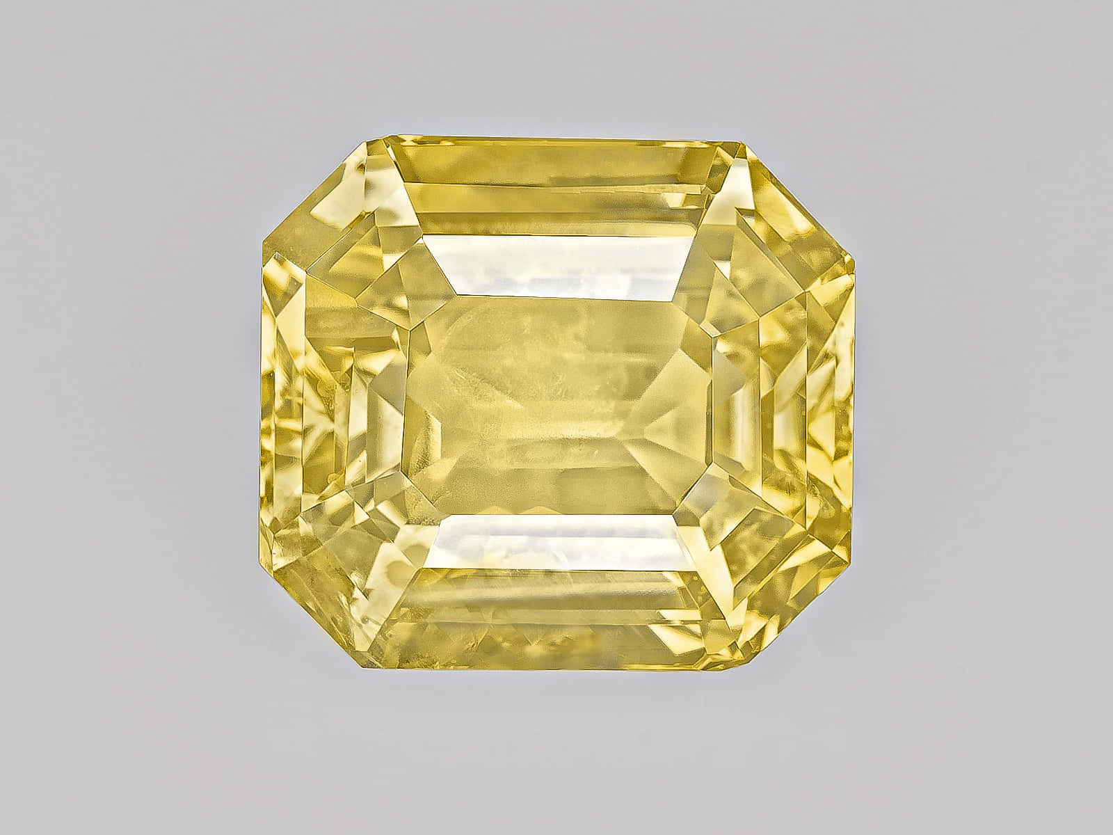 Yellow Sapphire, emerald-cut diamond, neutral gray background, HD Desktop Wallpaper